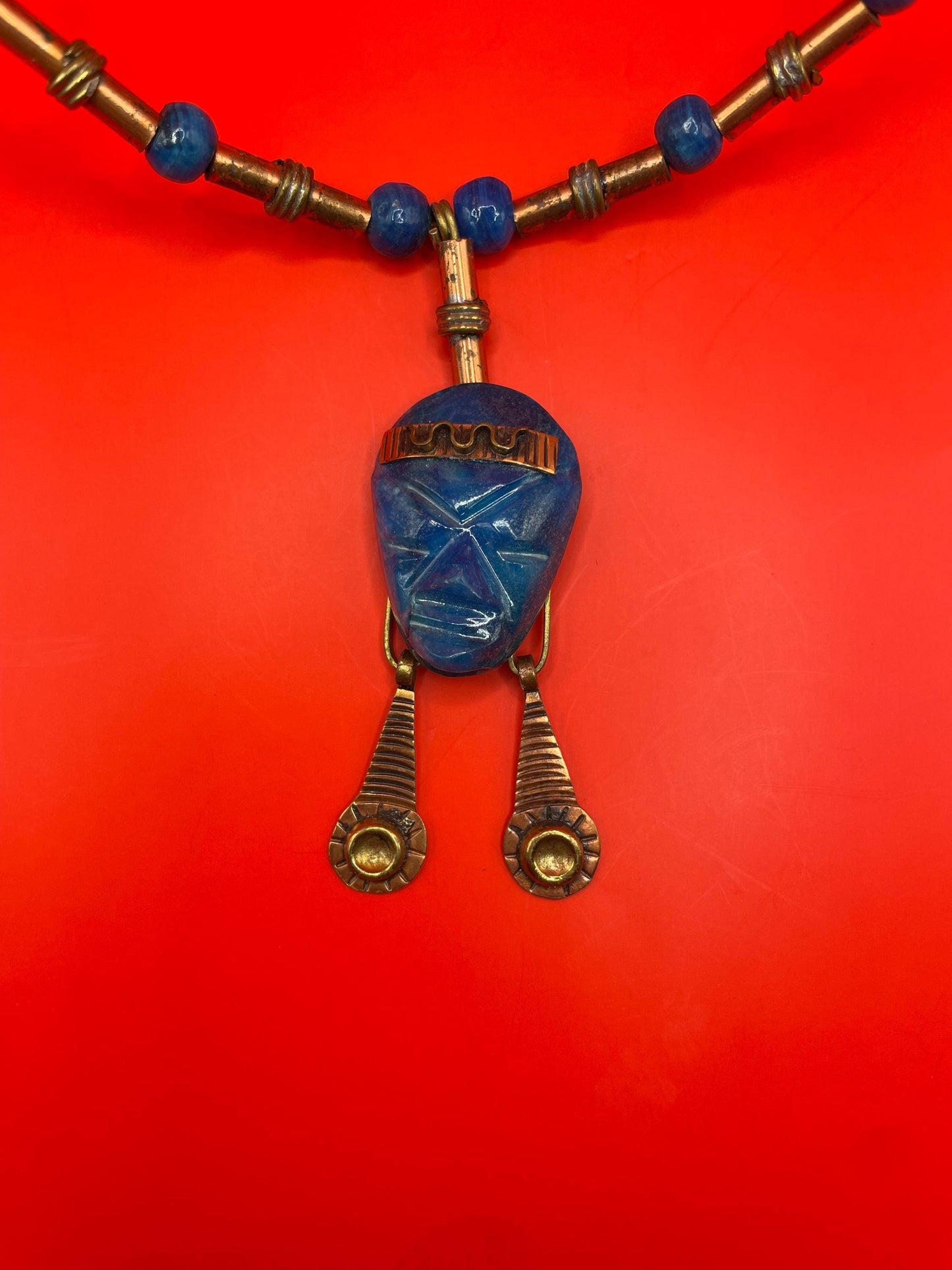 Stunning Blue Mexican Pendant Necklace