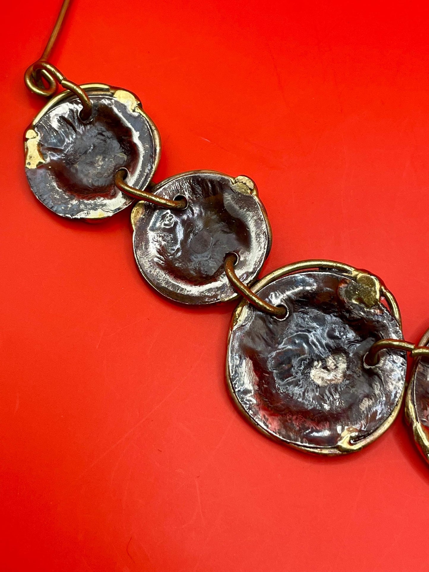 Vintage Mixed Metal Circle Collar Necklace - choker style  wow