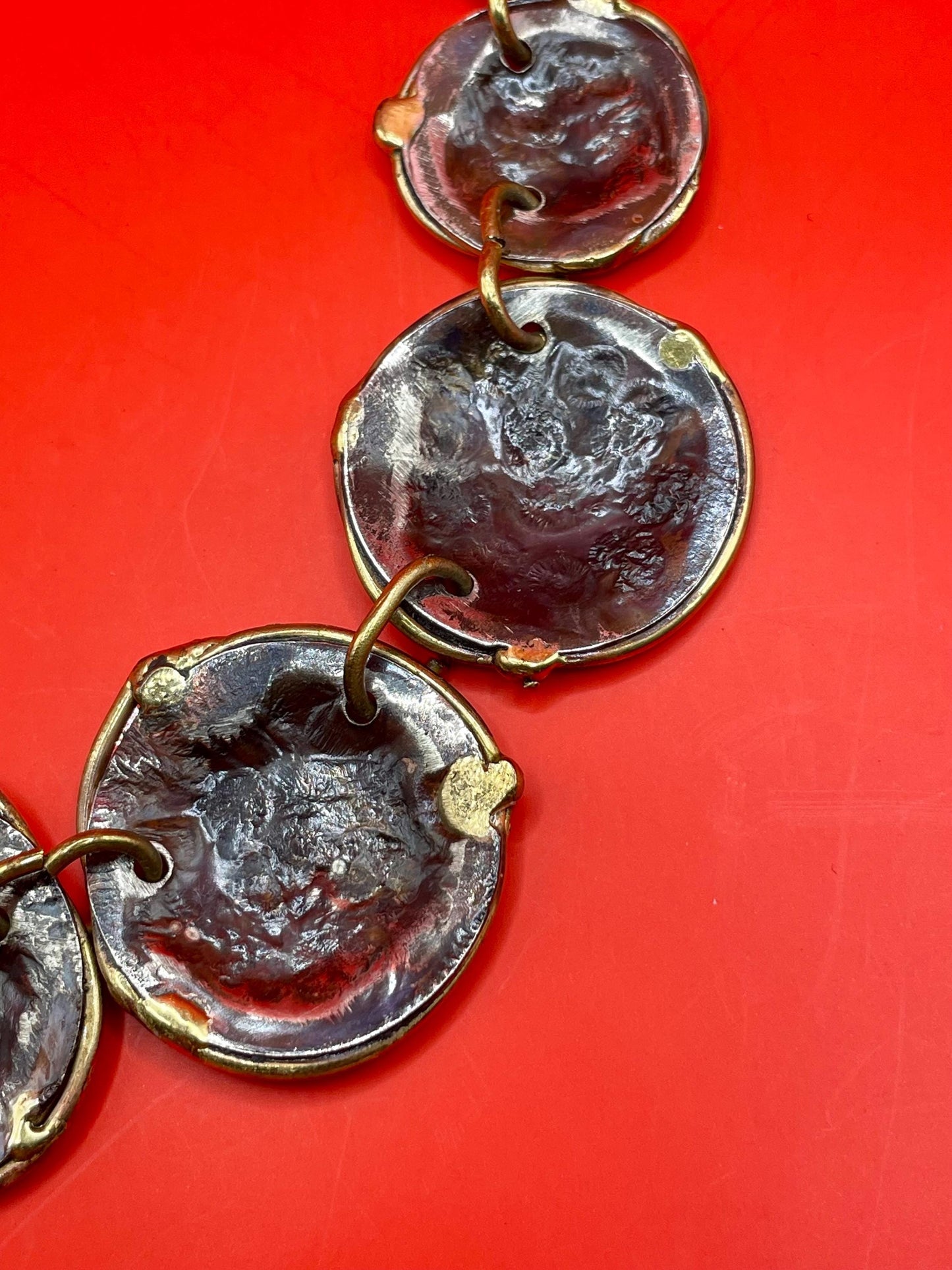 Vintage Mixed Metal Circle Collar Necklace - choker style  wow