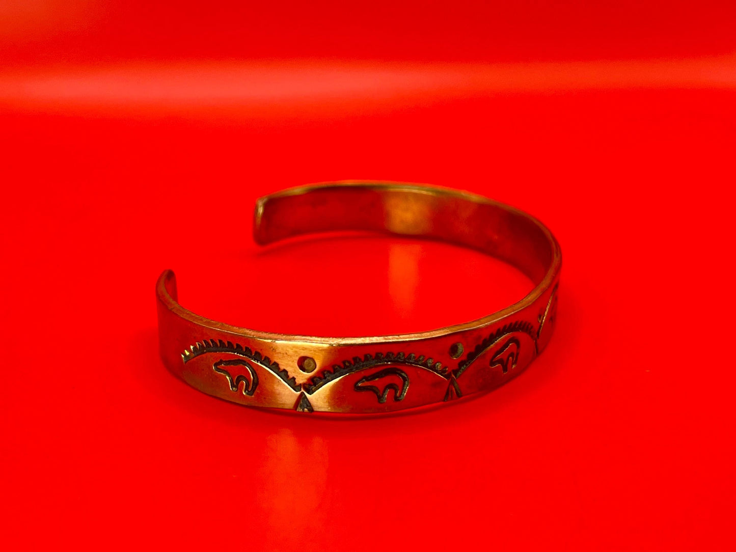 Copper Cuff Bracelet with Bear Design