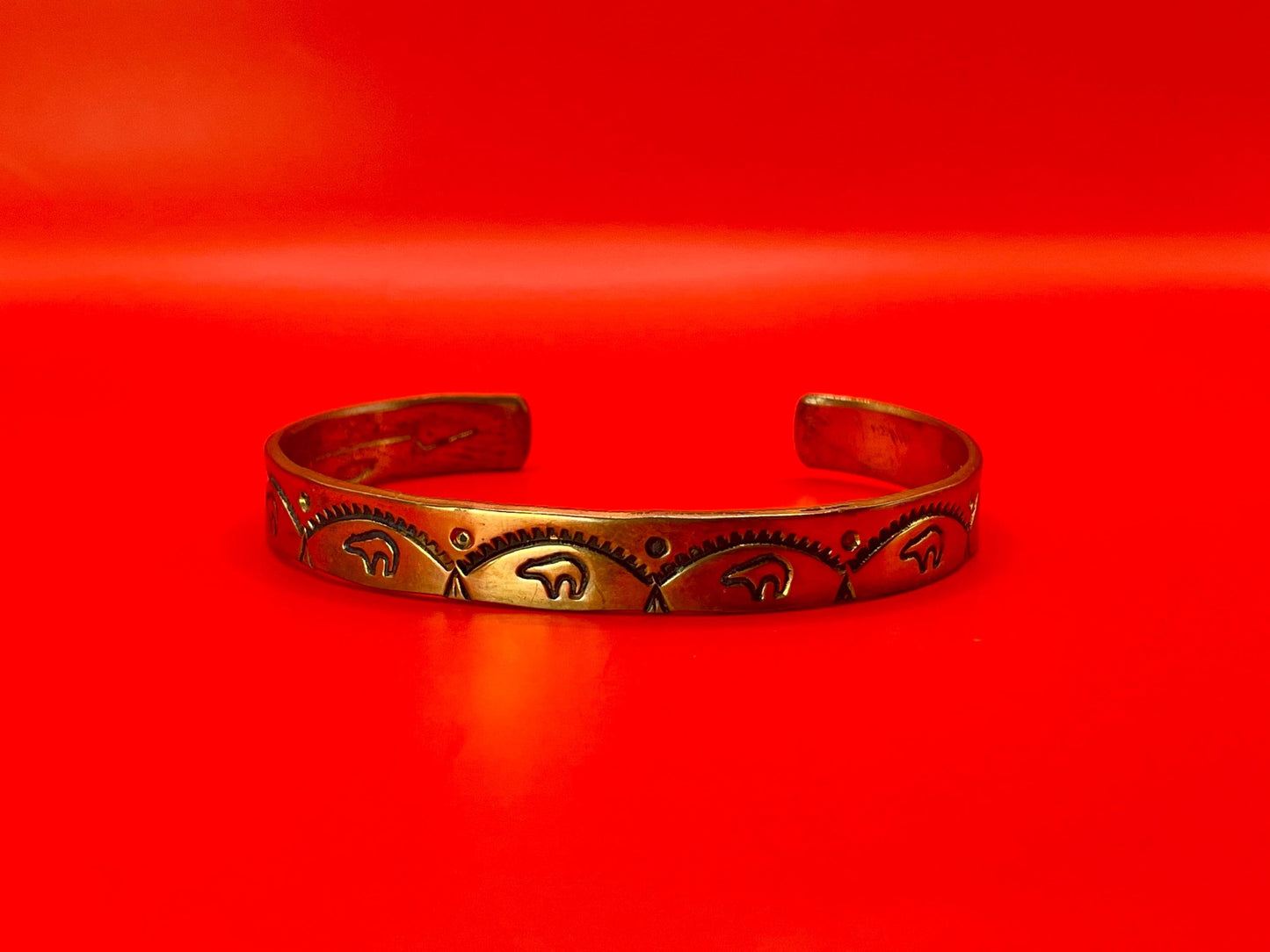 Copper Cuff Bracelet with Bear Design