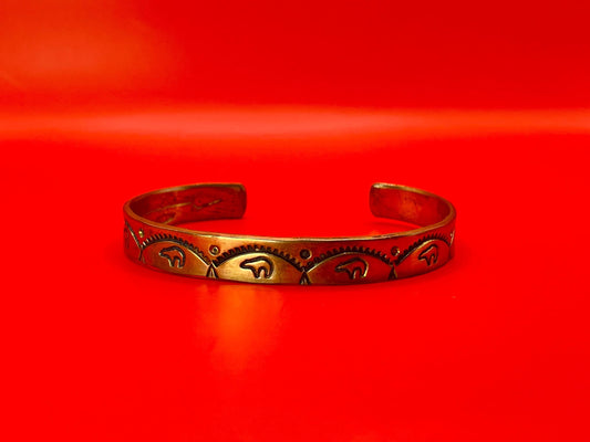 Copper Cuff Bracelet with Bear Design