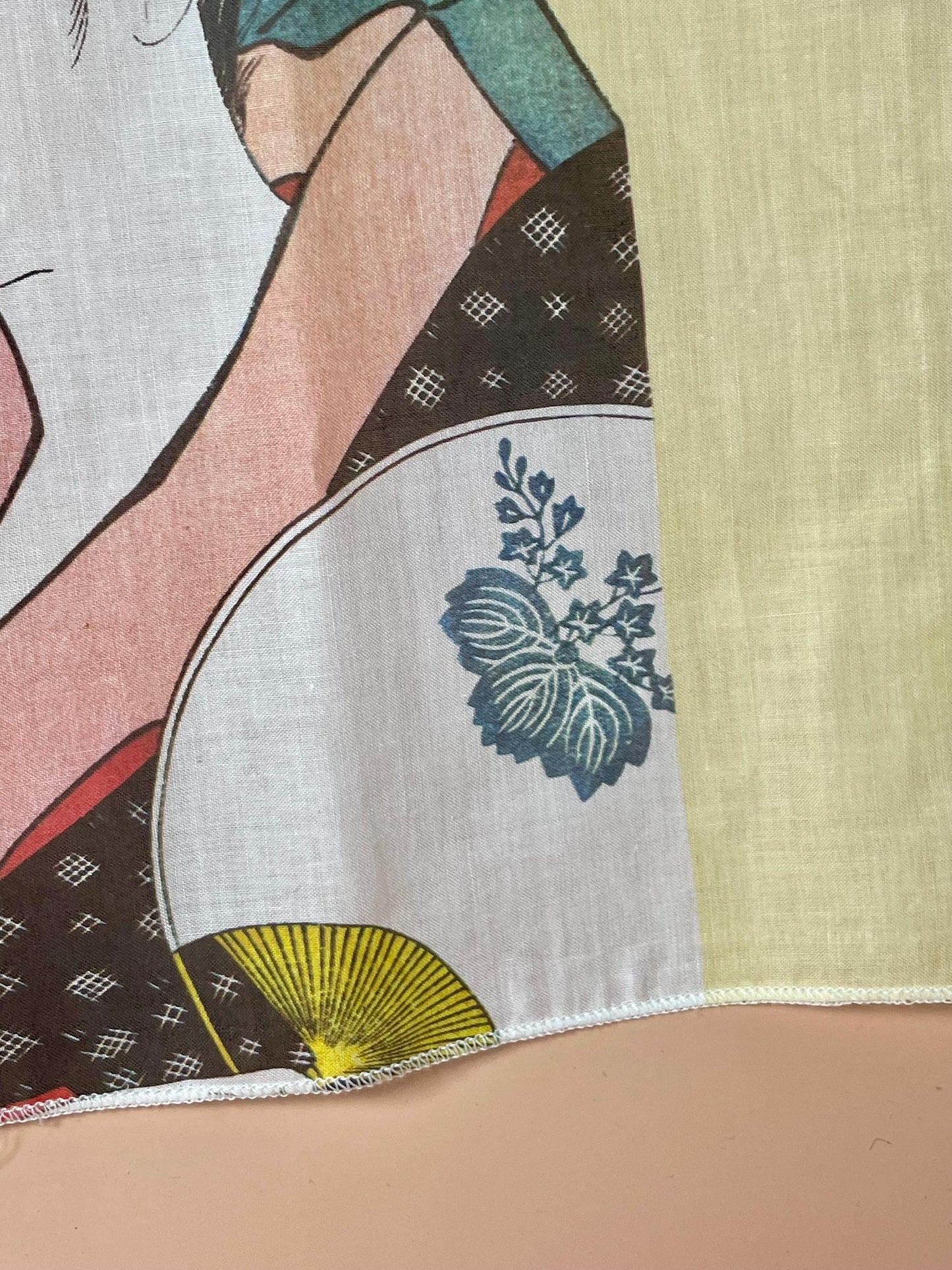 Japanese Ukiyo-e Fabric Squares  Set of 2