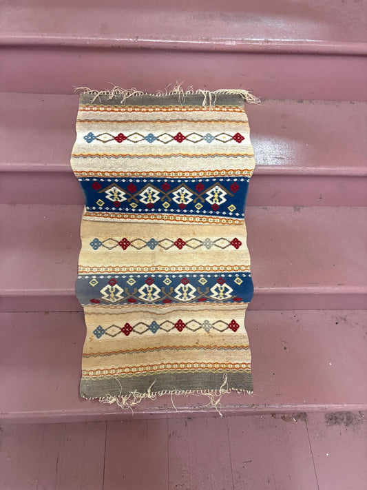 Beautiful 48 x 19 inch antique wool textile  middle or South American  minor issues see photos  great style and many uses