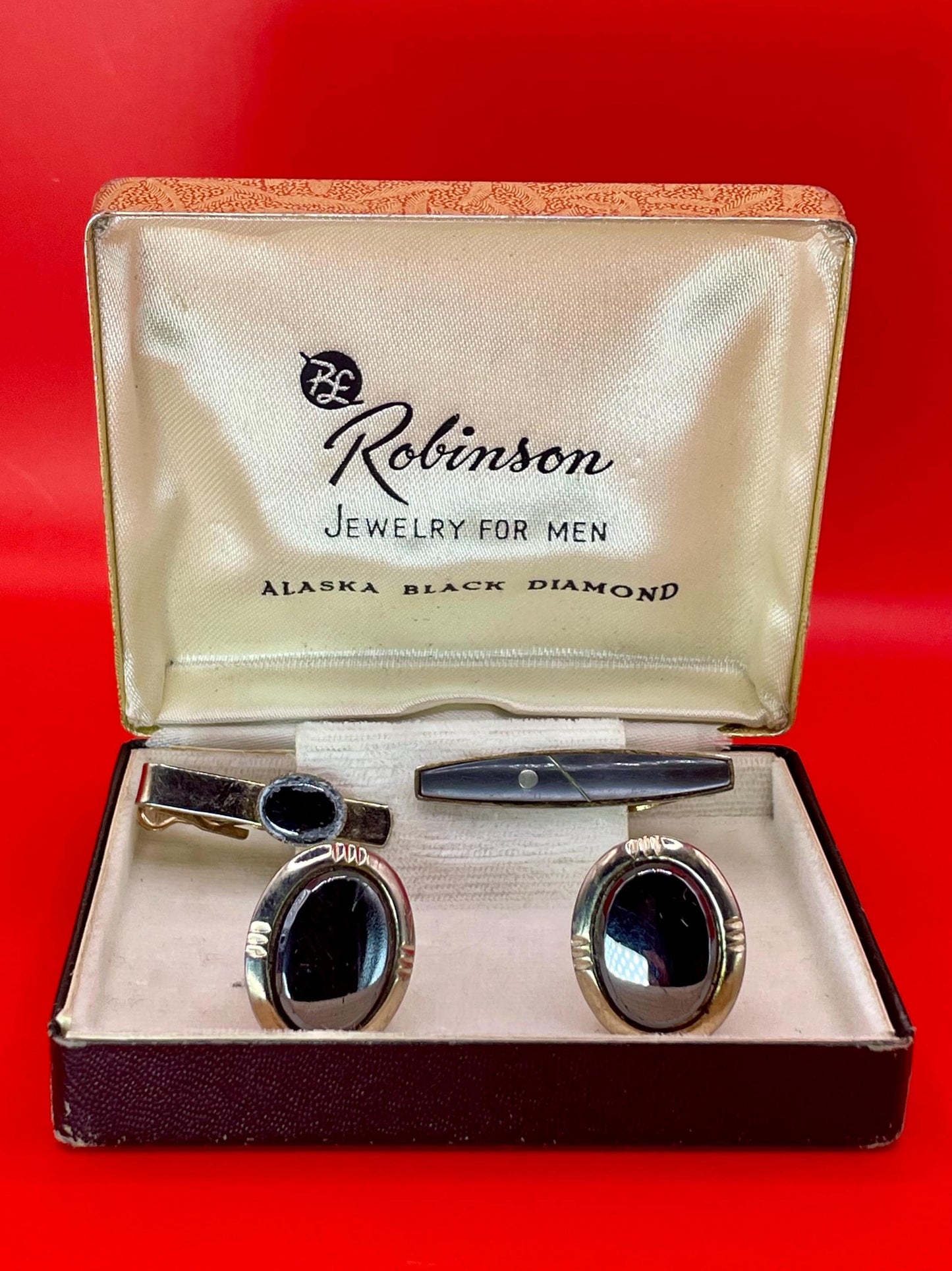 Vintage Robinson Mens Jewelry Set  Alaska Black Diamond