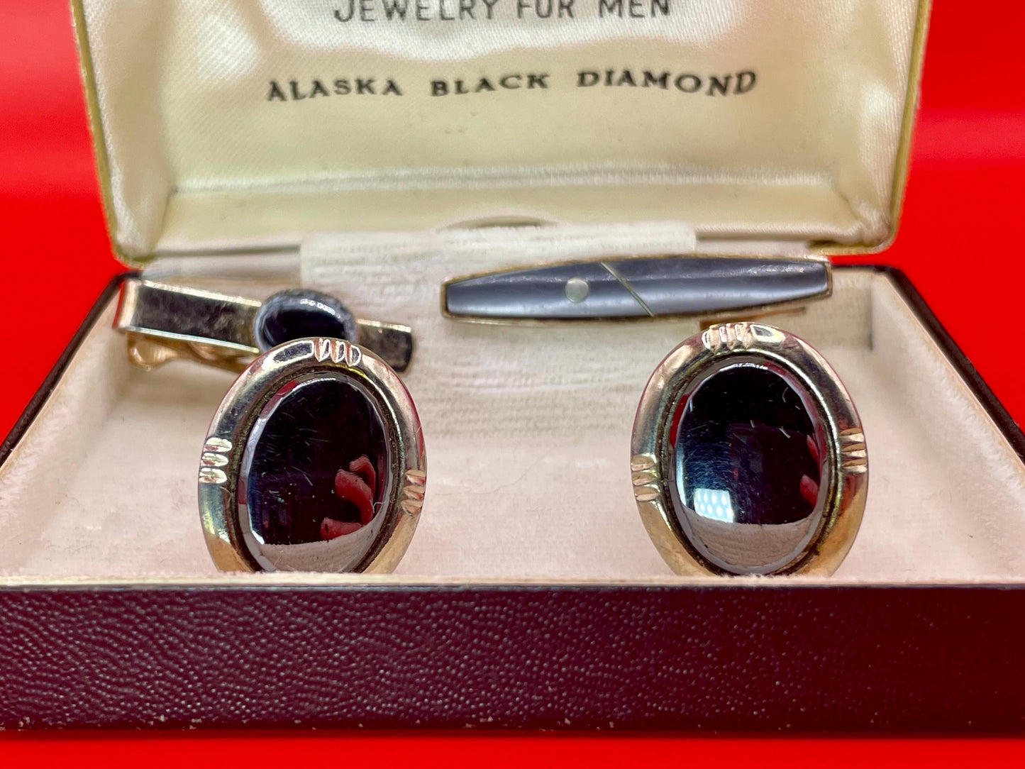 Vintage Robinson Mens Jewelry Set  Alaska Black Diamond