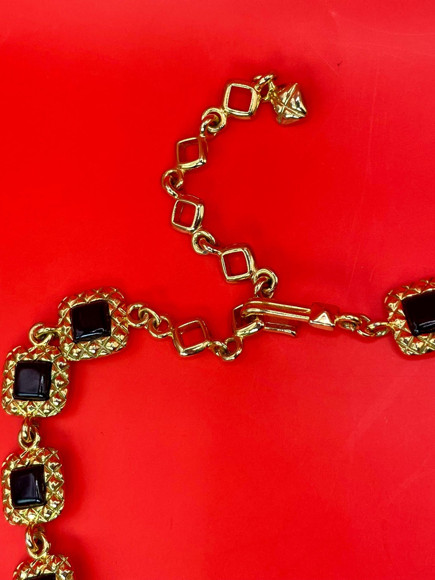 Lovely Gold Tone Necklace with Black Accents
