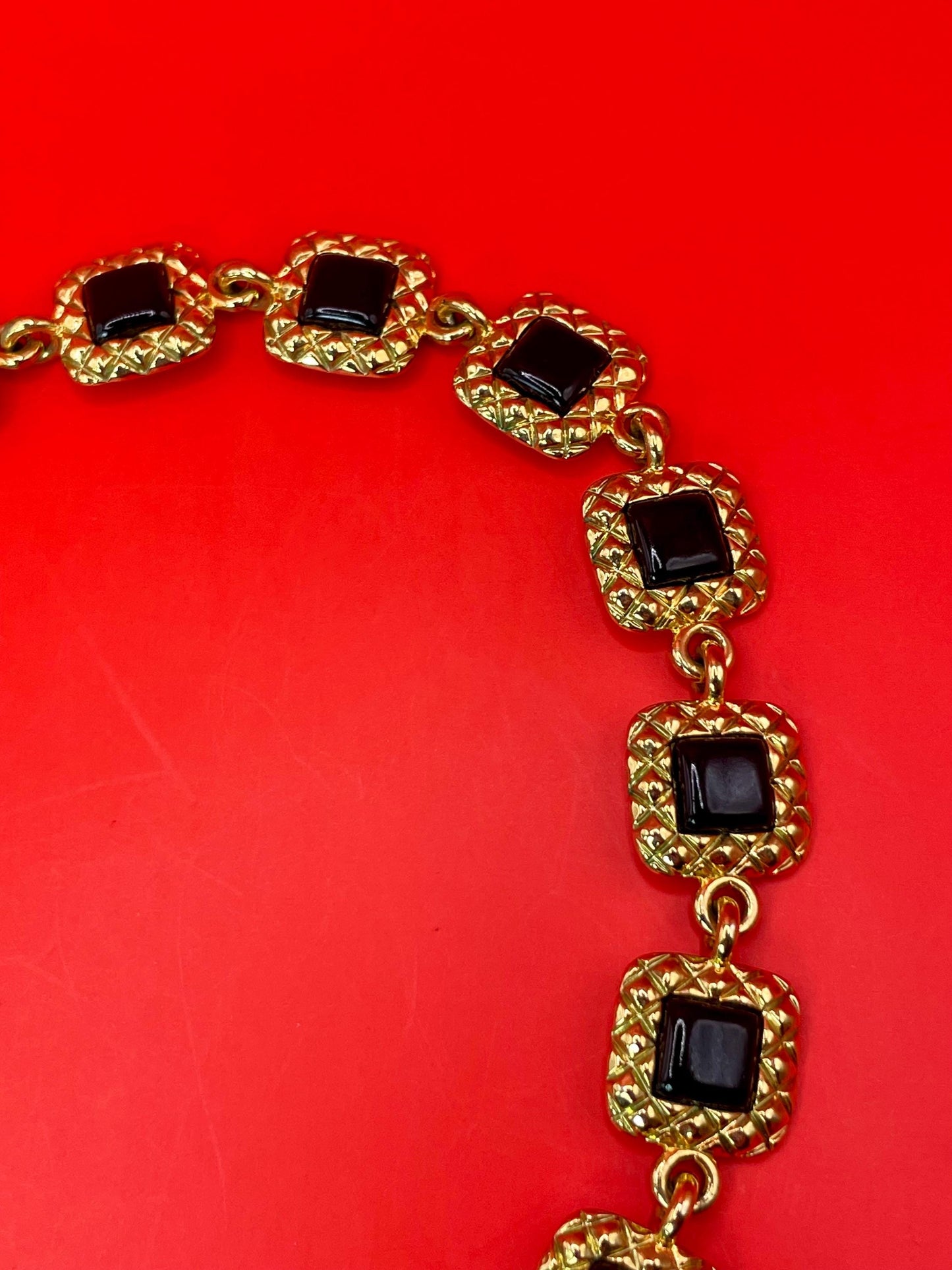 Lovely Gold Tone Necklace with Black Accents