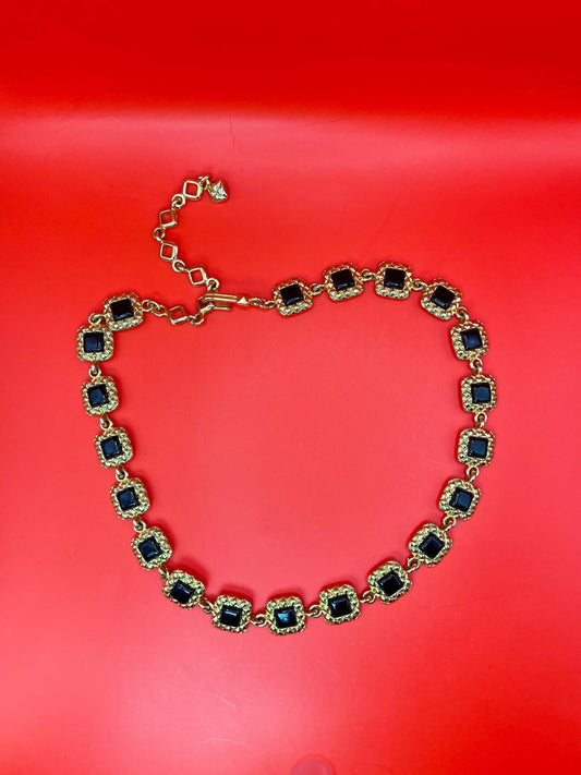Lovely Gold Tone Necklace with Black Accents