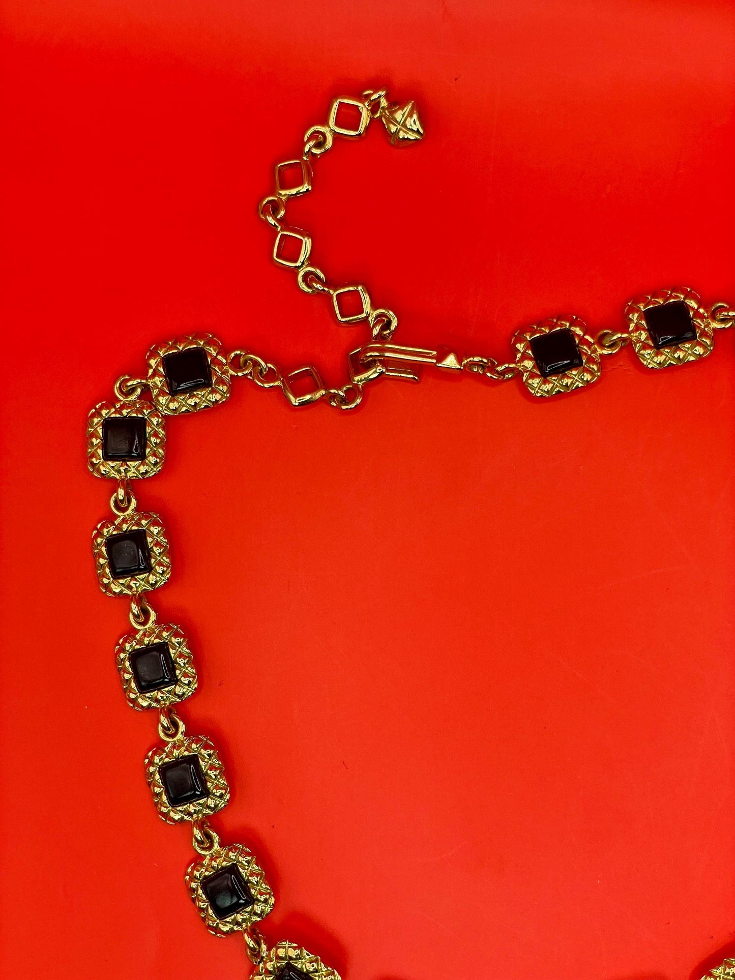Lovely Gold Tone Necklace with Black Accents