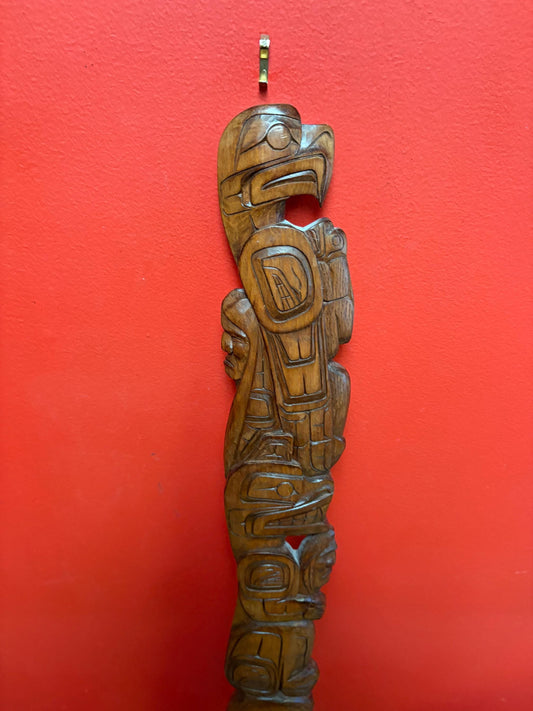 Stunning indigenous 33 x 3“ indigenous first nations pacific West Coast Lance Joseph transformation plaque  well carved and detailed