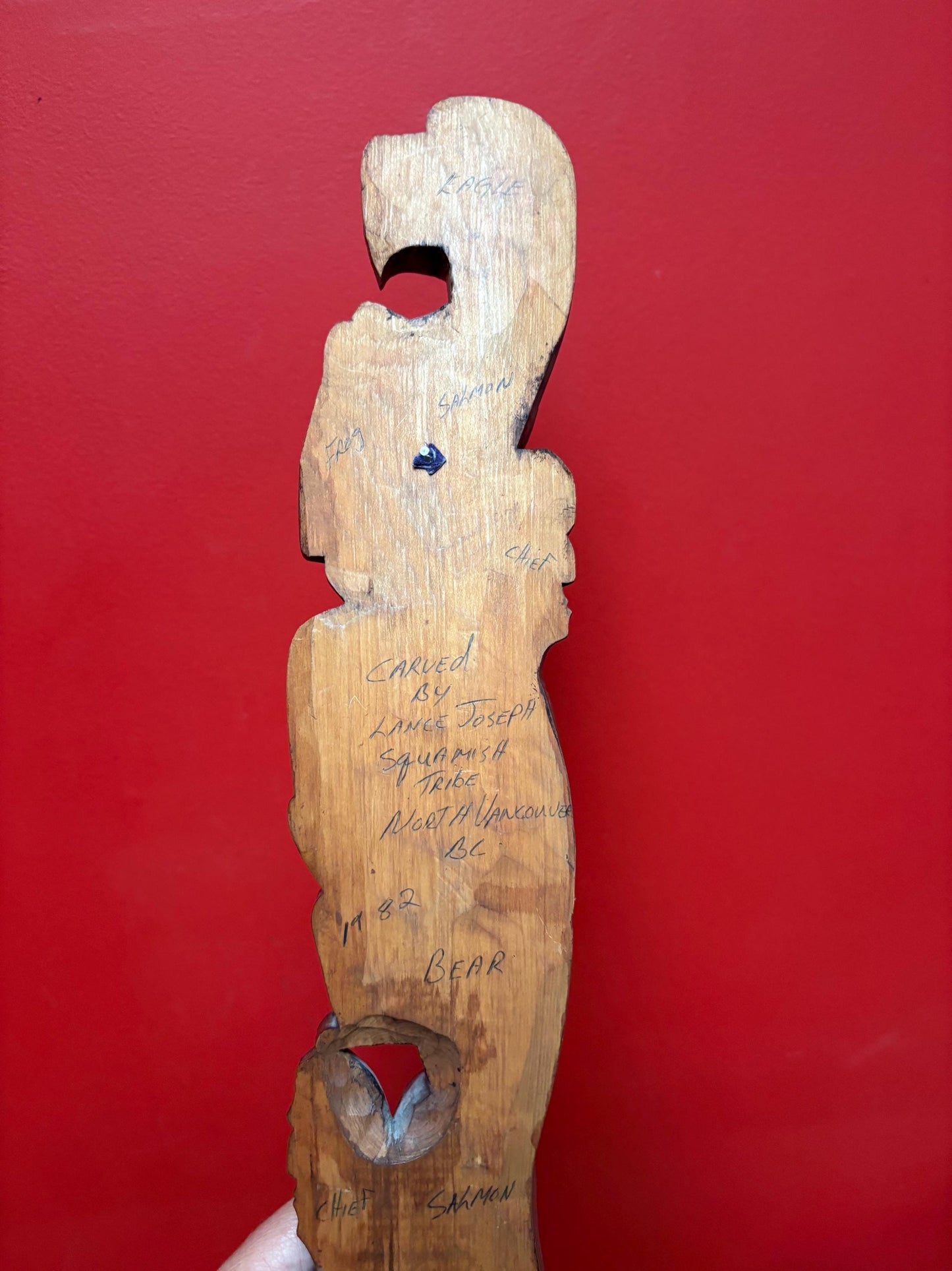 Stunning indigenous 33 x 3“ indigenous first nations pacific West Coast Lance Joseph transformation plaque  well carved and detailed