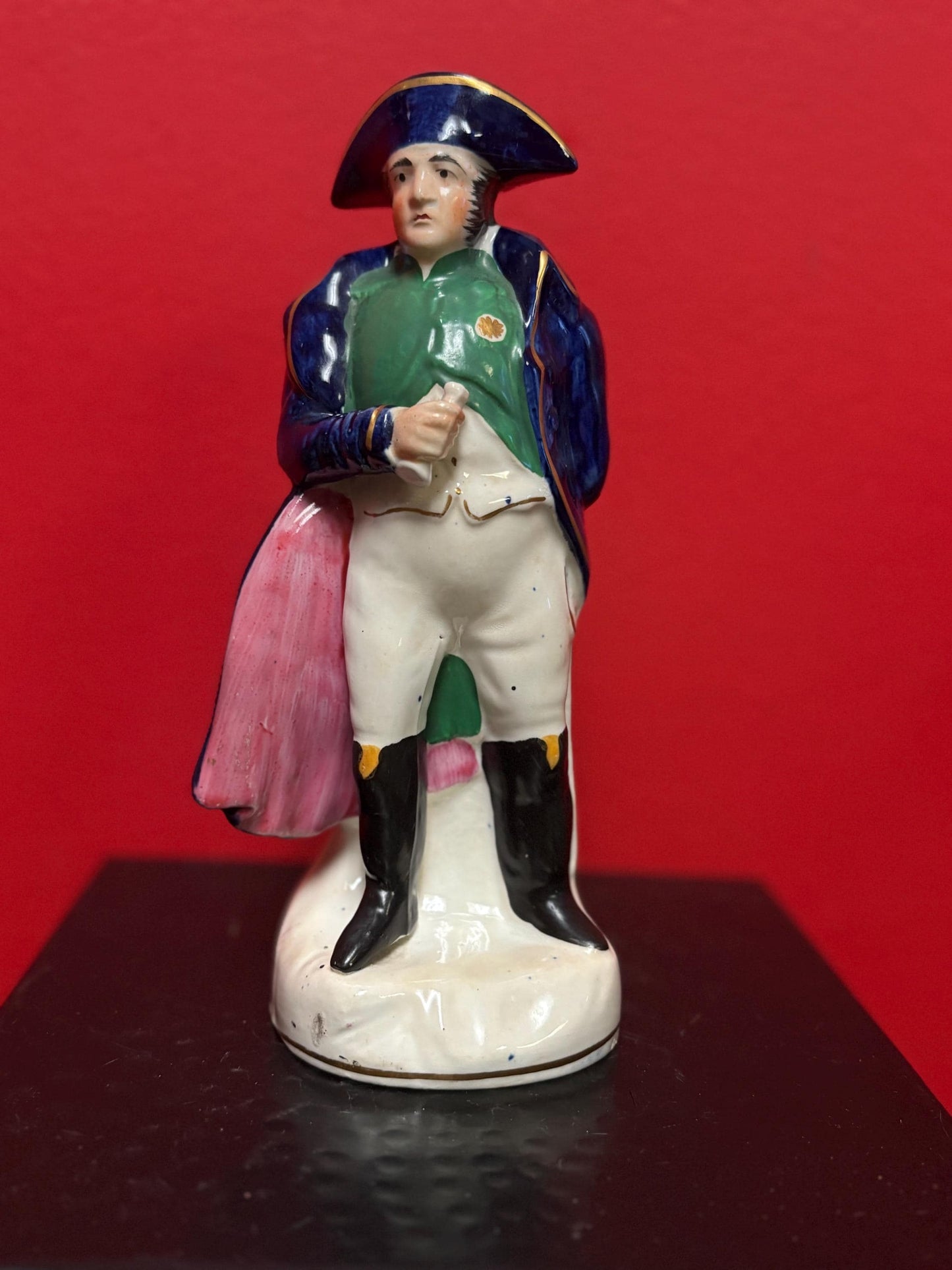 Beautiful antique 8 inch tall Staffordshire Napoleon statue in good condition  minor crack at back   circa 1875