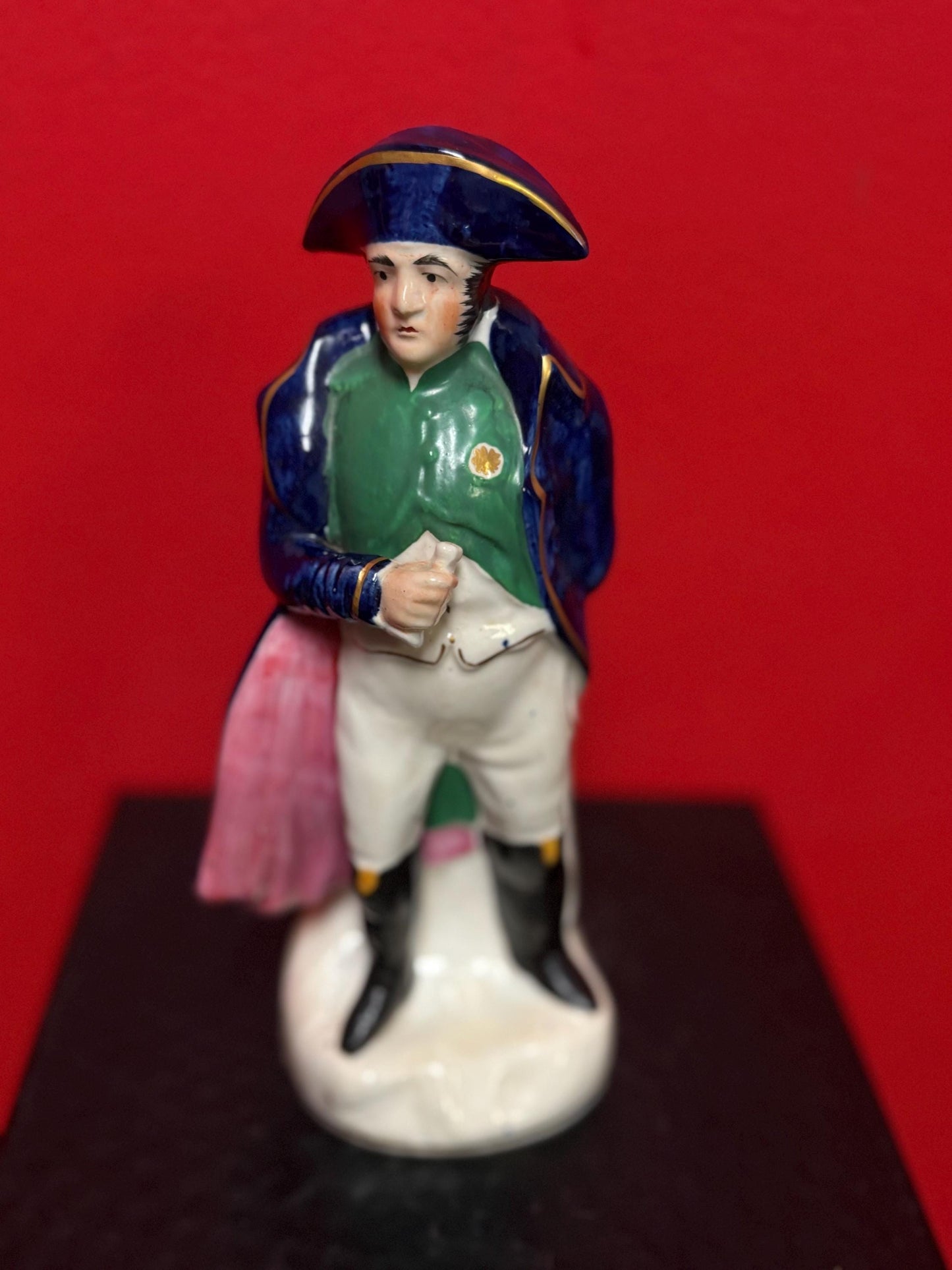 Beautiful antique 8 inch tall Staffordshire Napoleon statue in good condition  minor crack at back   circa 1875