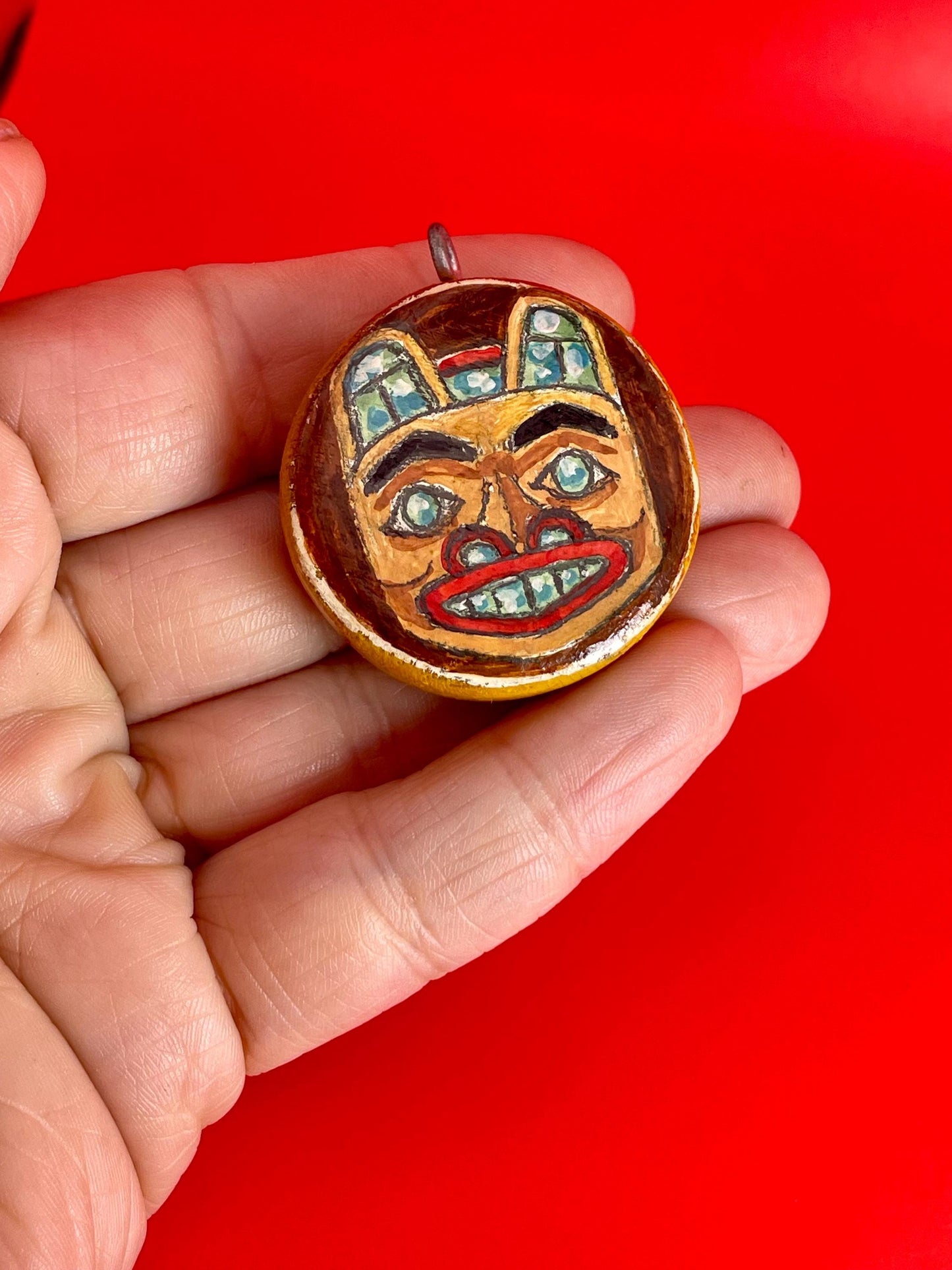 Marie Cameron signed Moon/Bear Pendant