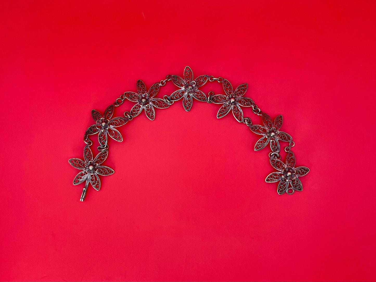 Delicate Vintage Filigree Flower Bracelet