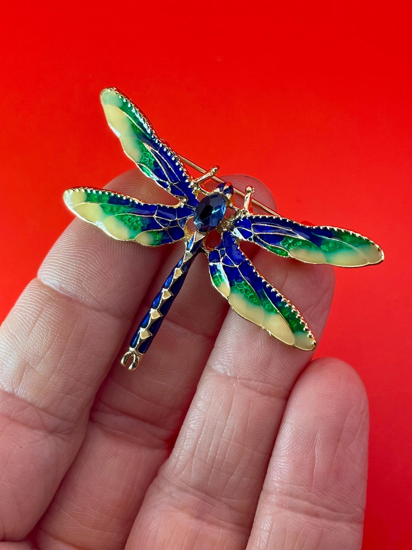 Stunning Enamel Dragonfly Brooch