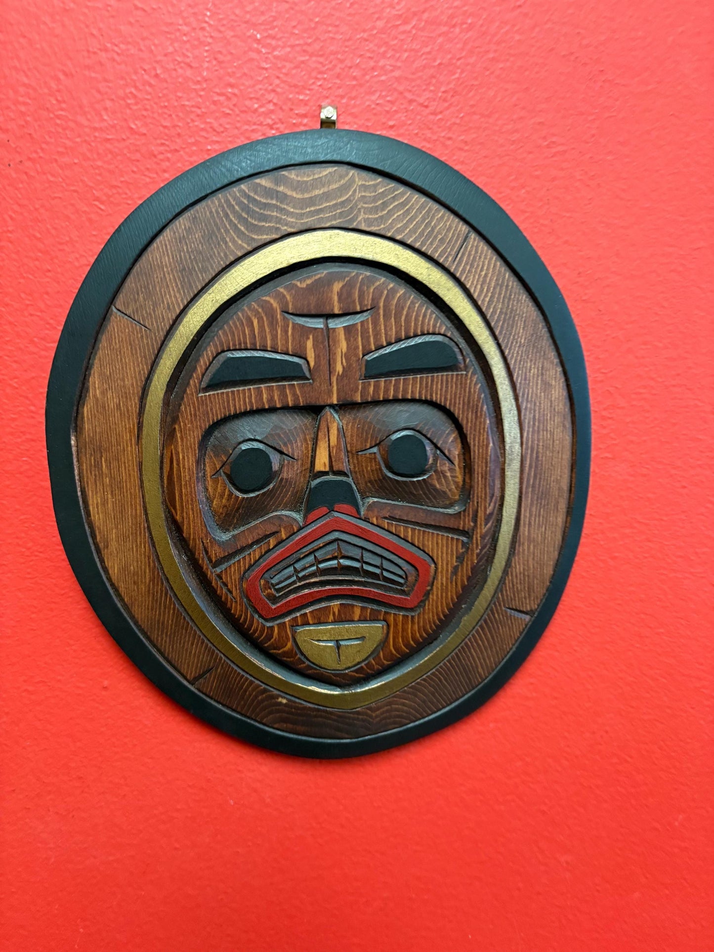 Fabulous indigenous first nations Pacific Northwest coast Sun mask plaque  8 1/2 x 7 wide  - great detail  value priced