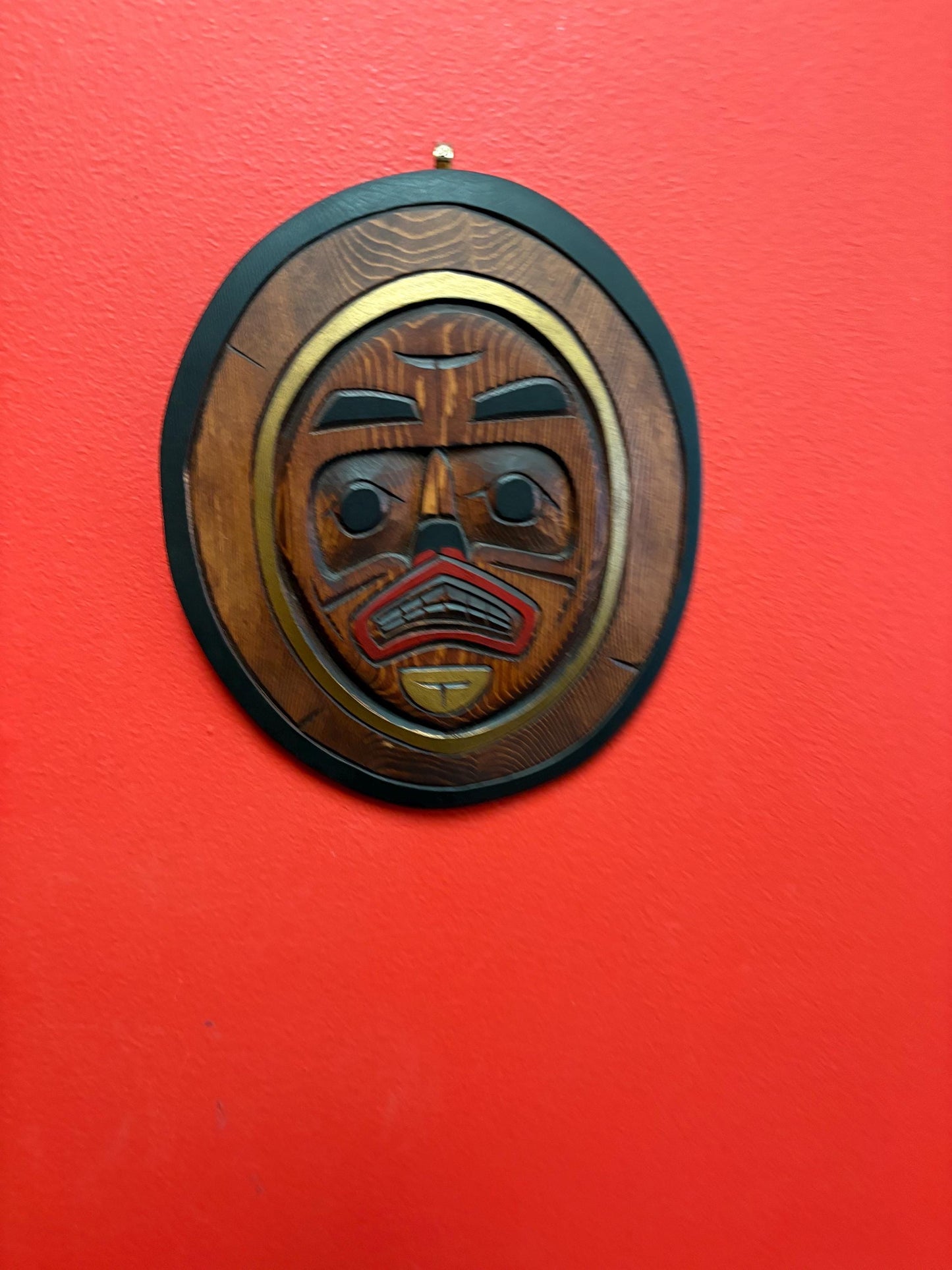 Fabulous indigenous first nations Pacific Northwest coast Sun mask plaque  8 1/2 x 7 wide  - great detail  value priced