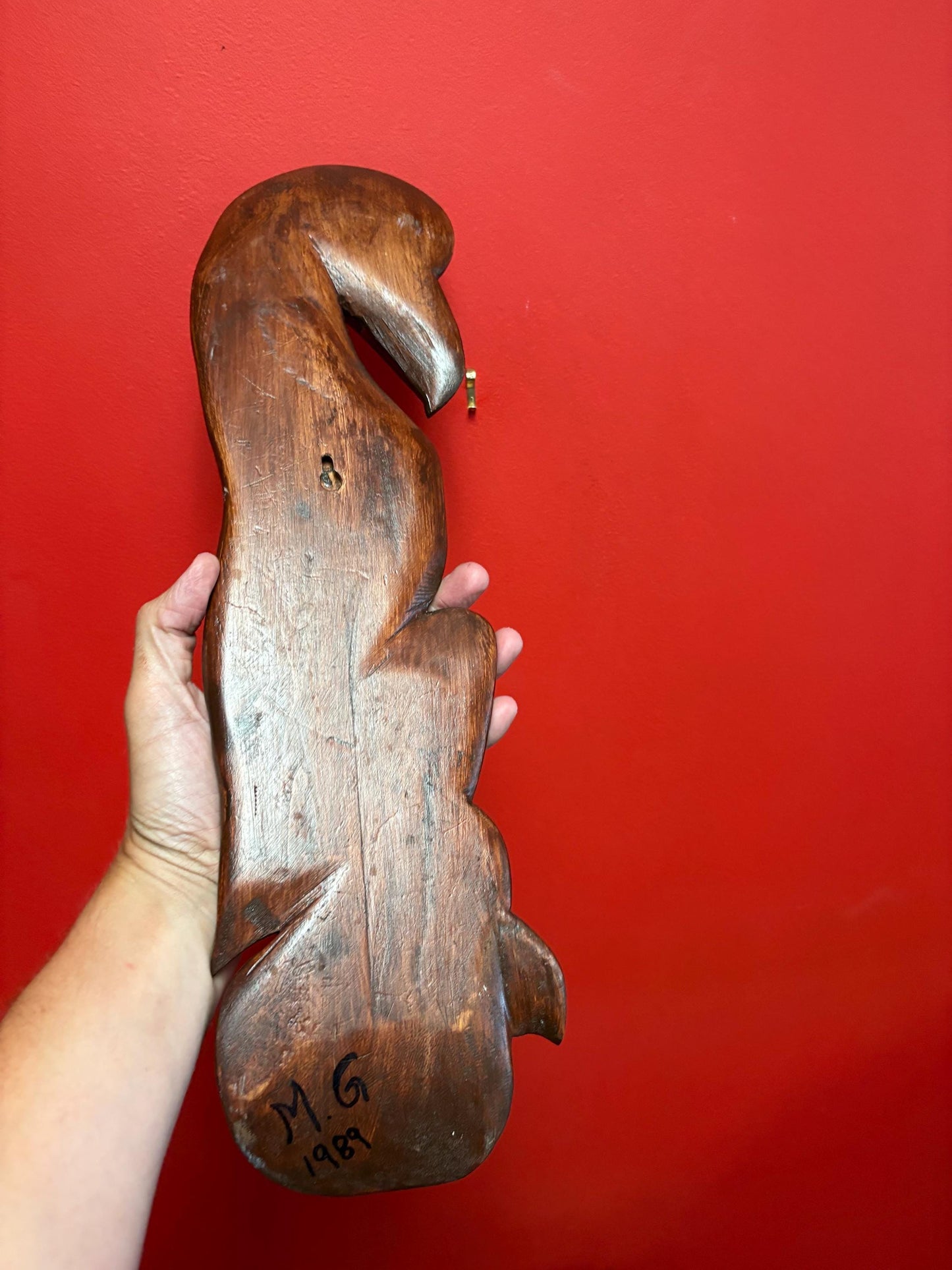 Lovely signed indigenous first nation Pacific north West Coast 19 x 6 wide Eagle and salmon plaque  great value