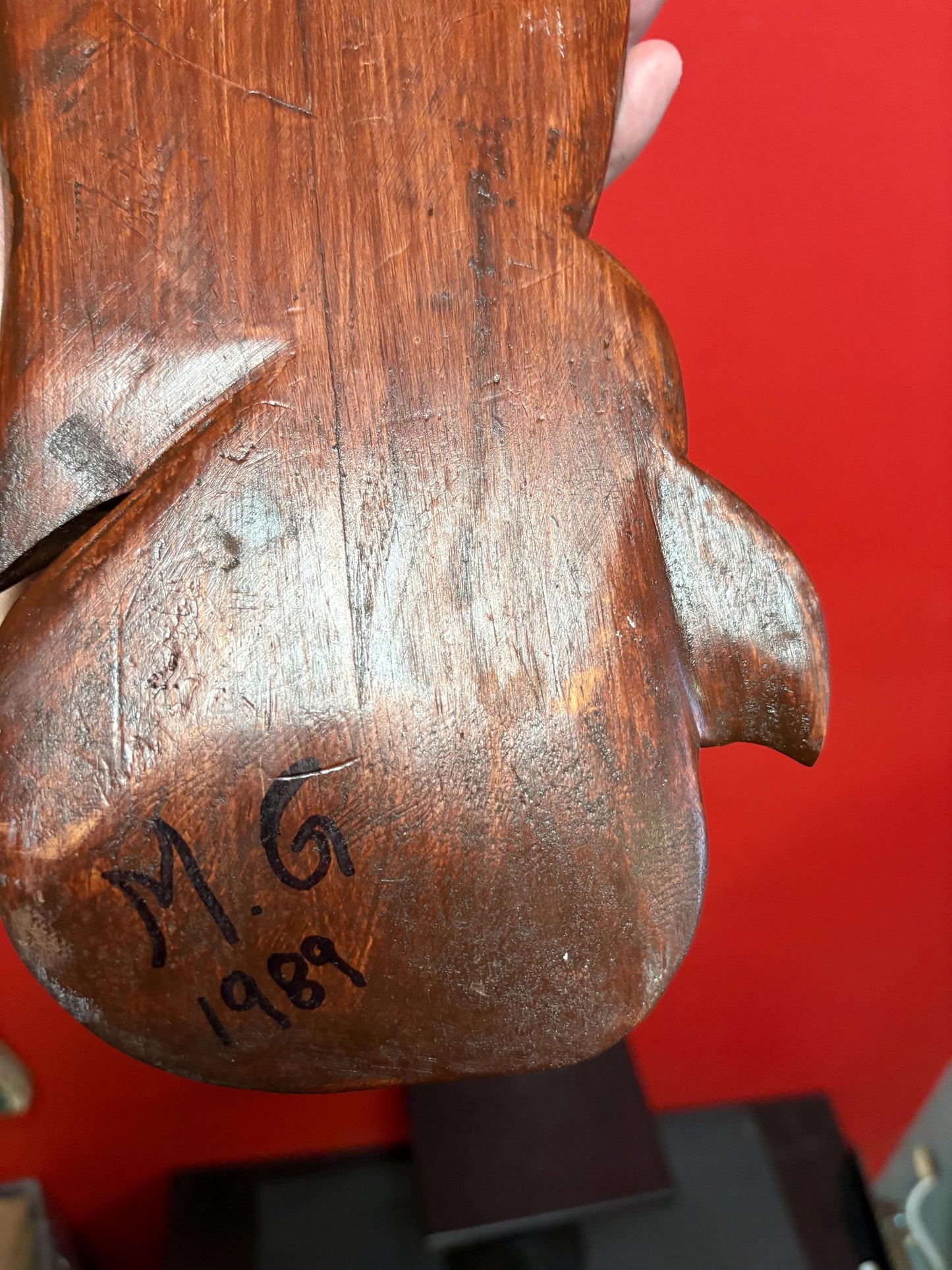 Lovely signed indigenous first nation Pacific north West Coast 19 x 6 wide Eagle and salmon plaque  great value