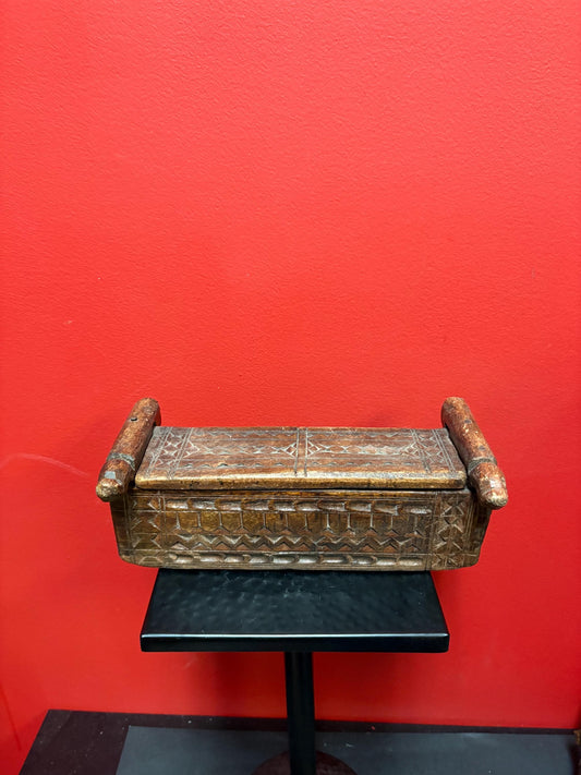 Museum quality 10 x 5 x 4 high early 19 century African opium pillow head rest  wonderful detail