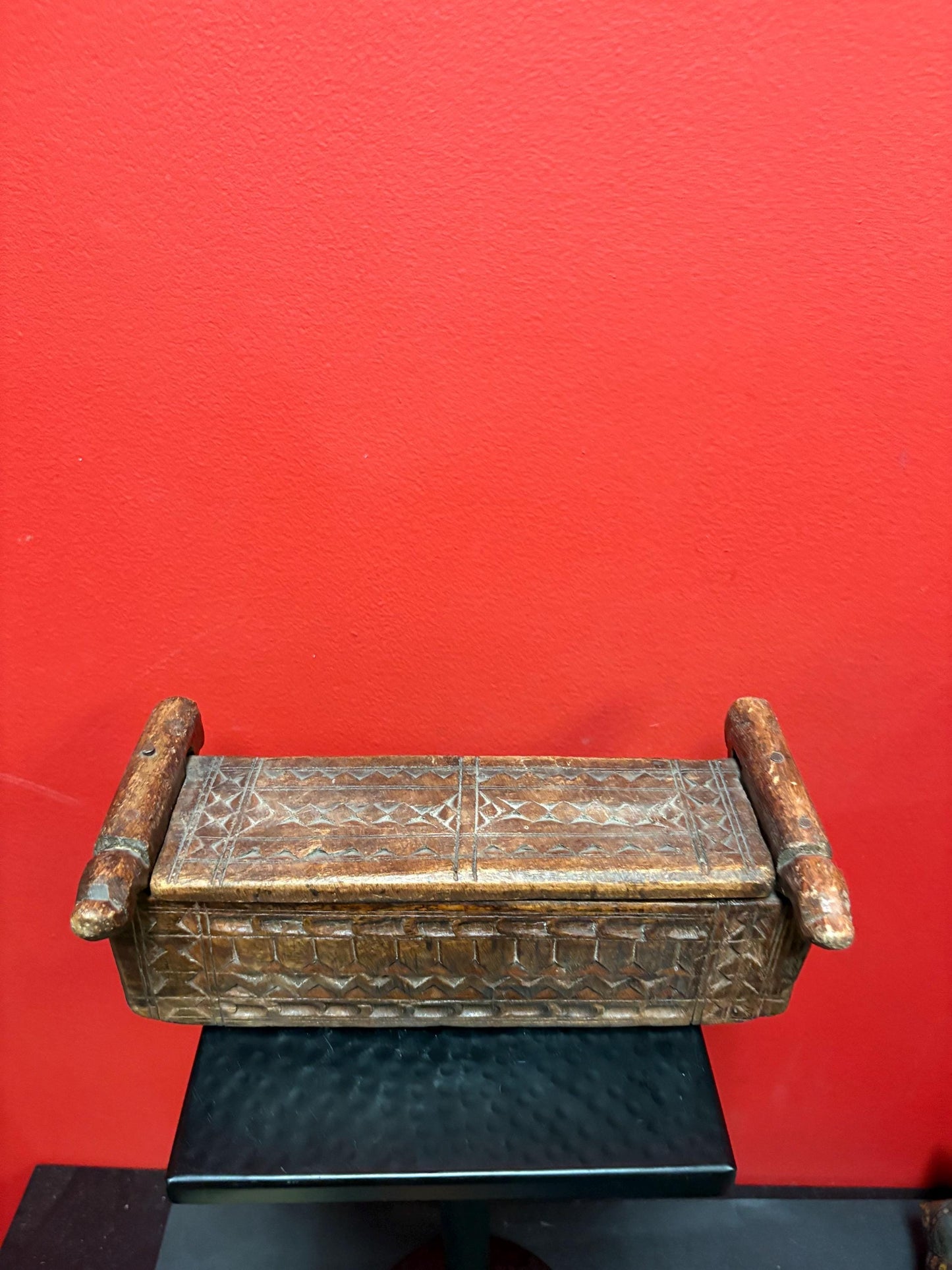 Museum quality 10 x 5 x 4 high early 19 century African opium pillow head rest  wonderful detail