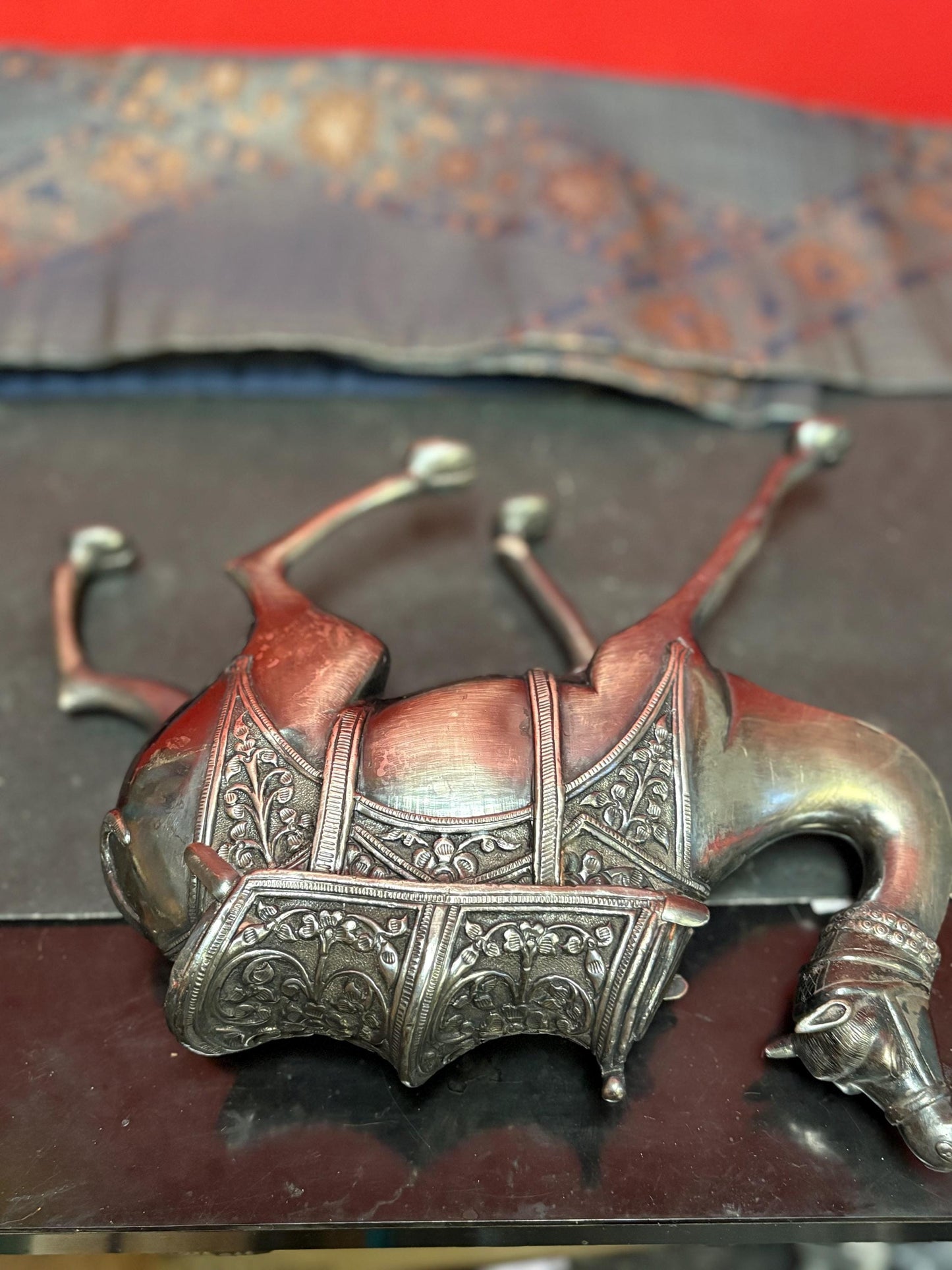 Solid .900 silver antique 9 x 10 high Persian camel  amazing detail  1.28 kg  tested and authentic - one of a kind