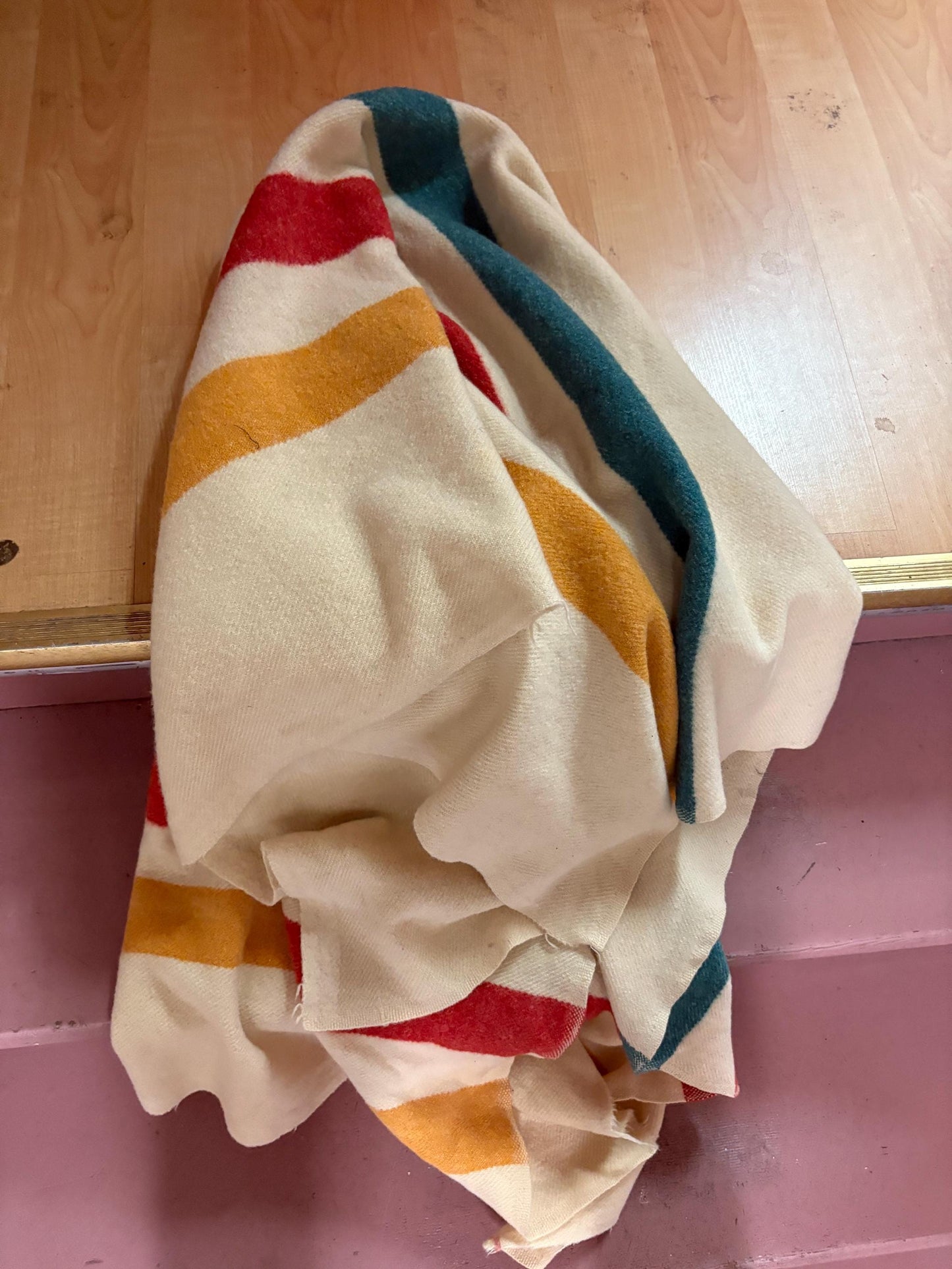 Funky Hudson Bay Company style wool blanket  antique HBC  good condition. See photos.  amazing value.  approximately 60 x 40“