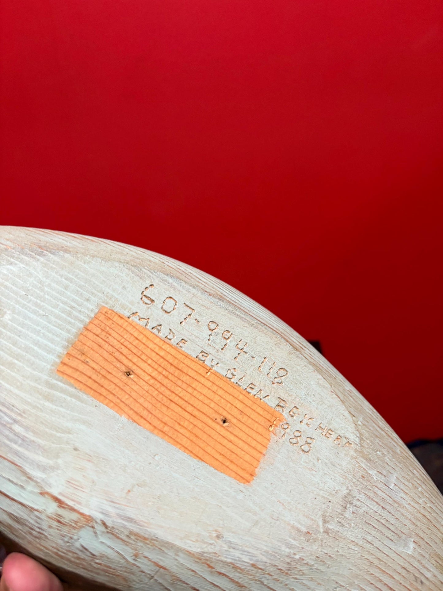 Beautiful handmade Canadian duck statue  1980s wooden beauty  27 x 5 wide