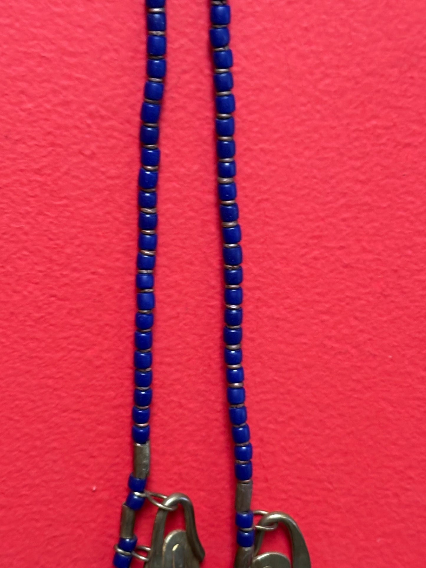 Old African trade bead and brass necklace  approx 20 inches long  really unique piece