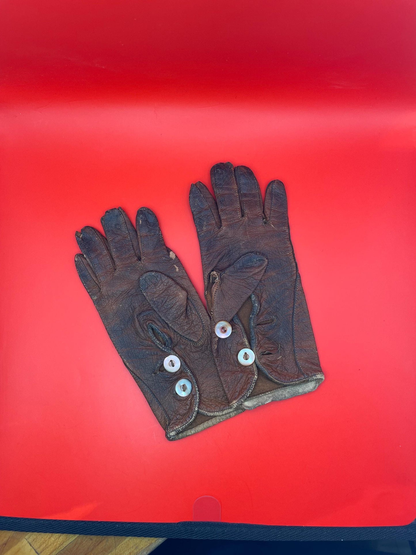 Antique Soft Leather Doll Gloves  some stitching undone