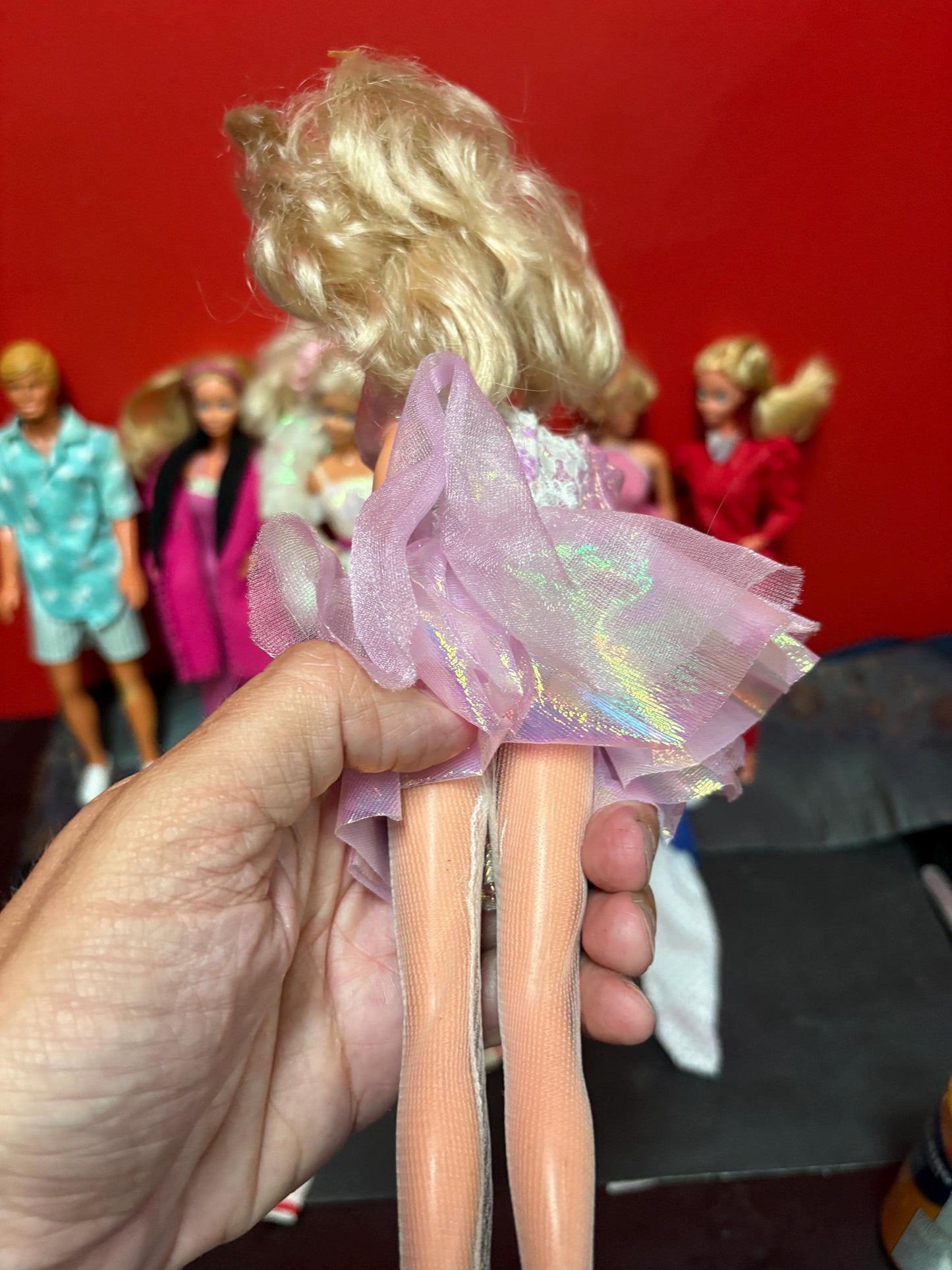 Six vintage Barbie dolls with a xtra clothes  great set  great value