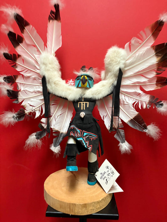 Stunning 24 x 17 high approx Hopi kachina Navajo eagle dancing doll on base  with feathers  extremely fabulous  wow - huge