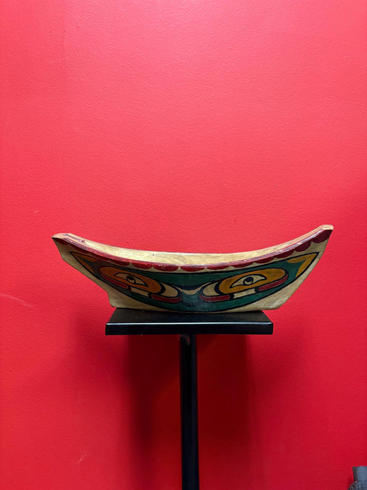 Stunning museum quality 14 x 5 early 1900s indigenous first nations Pacific north West Coast hand painted unsigned canoe - minor damage