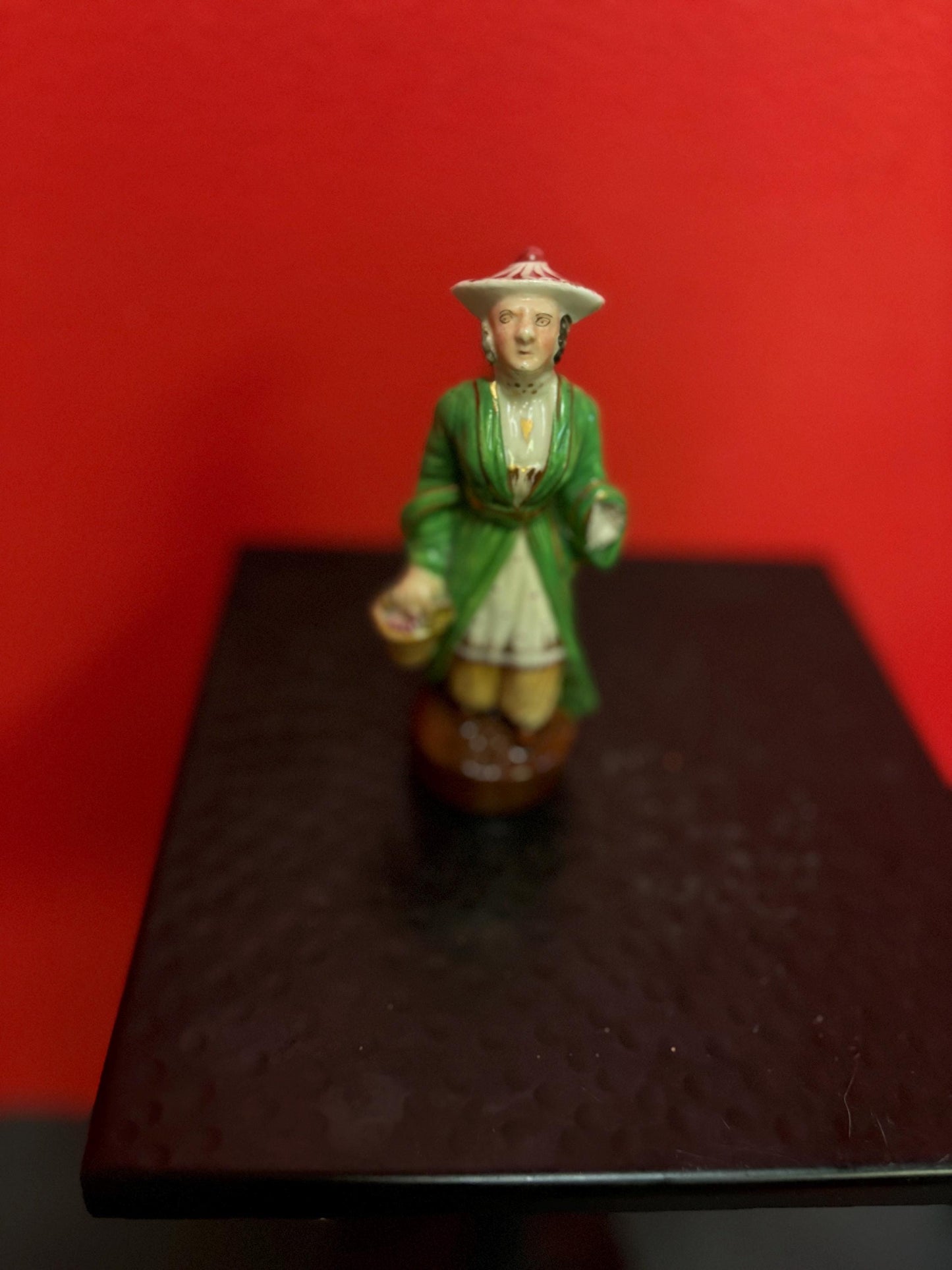 Beautiful mid 1800s English Staffordshire statue of a man with a broken hand  price super low  5 inches tall