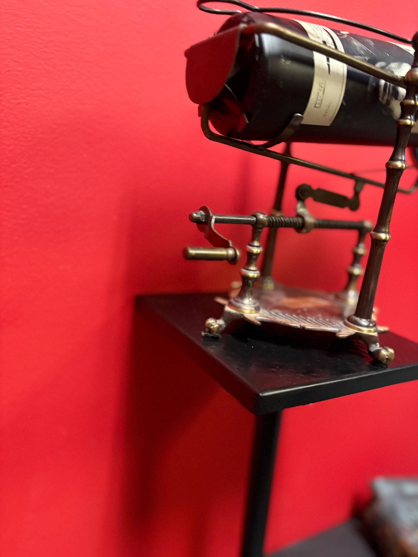 Stunning vintage industrial style wine bottle holder 12 x 9 high  adjustable and fabulous gift  wow - wine not  included