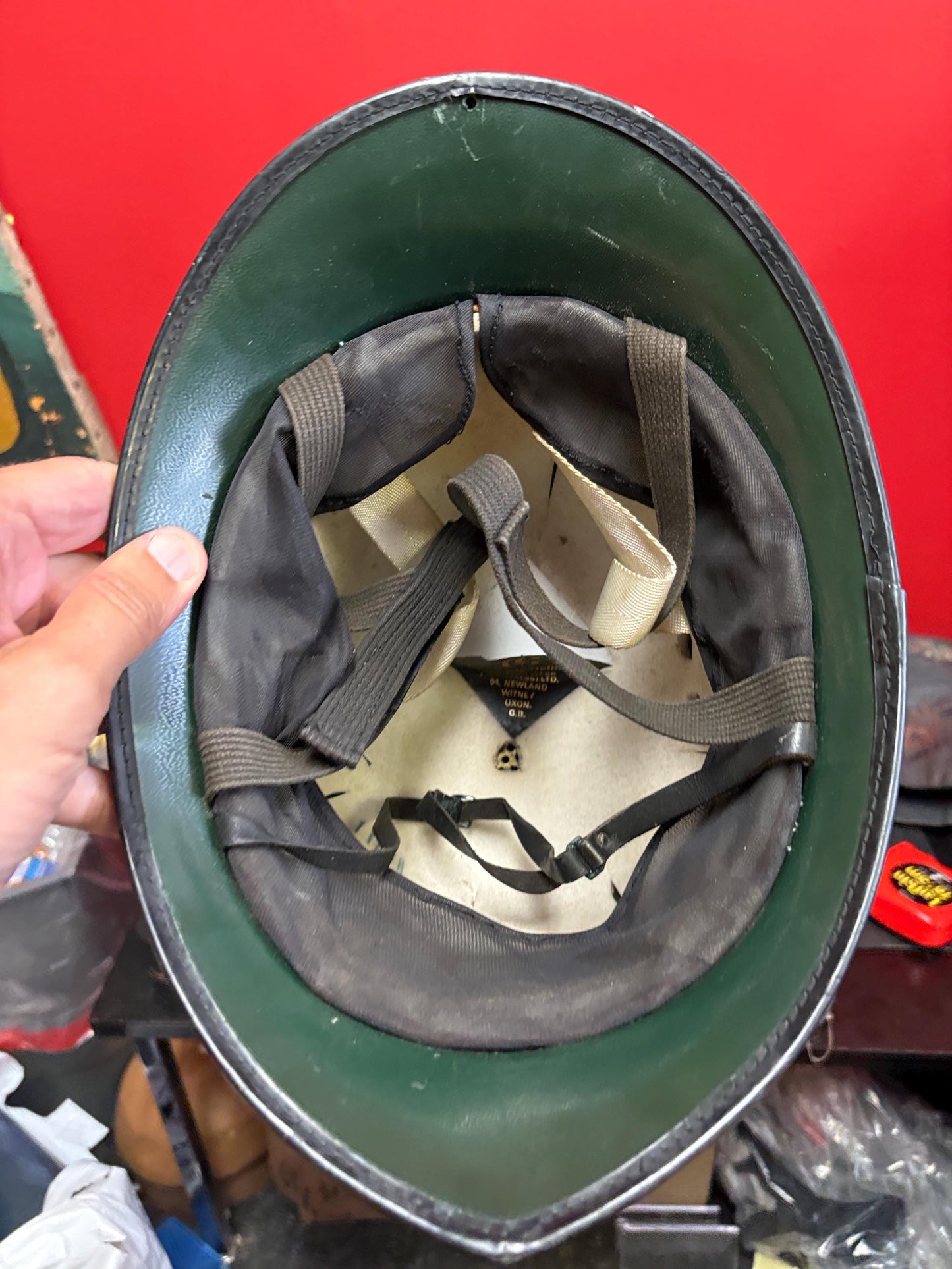 Lovely authentic antique mens English policemans Bobby helmet from DERBYSHIRE  great condition see photos