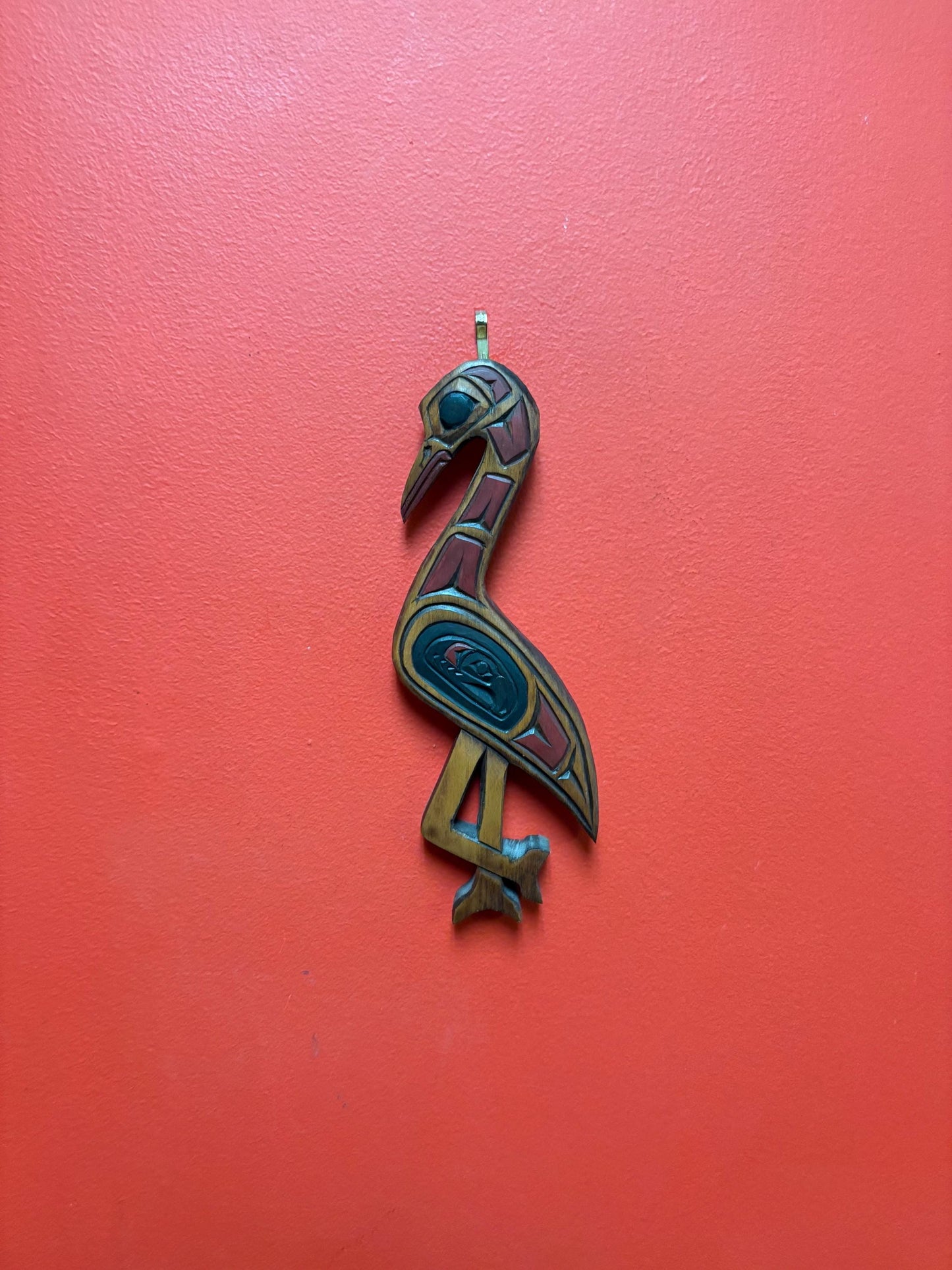 Stunning indigenous first nations Pacific Northwest Coast signed 10 x 6“ cedar Crane plaque  wow