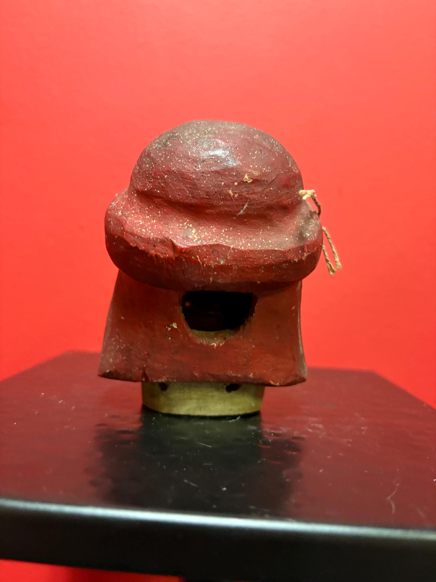 Amazing antique polychrome wooden puppet head  5 inches tall