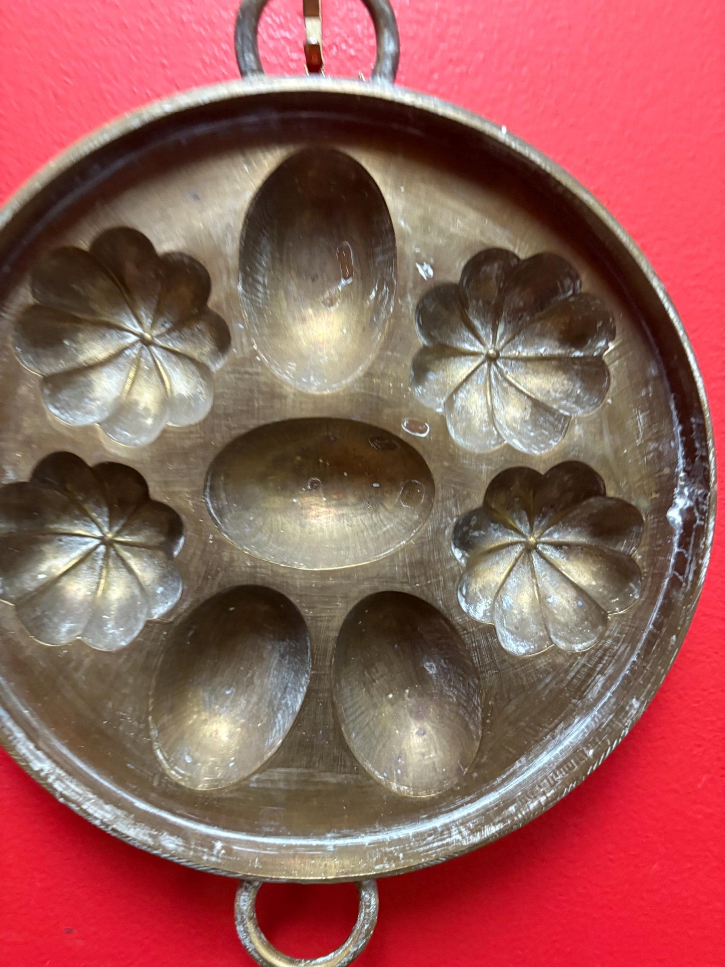 Amazing brass antique chocolate mould  11 x 9 by 2 inches high  wonderful patina  great kitchen decor  gift idea  wow