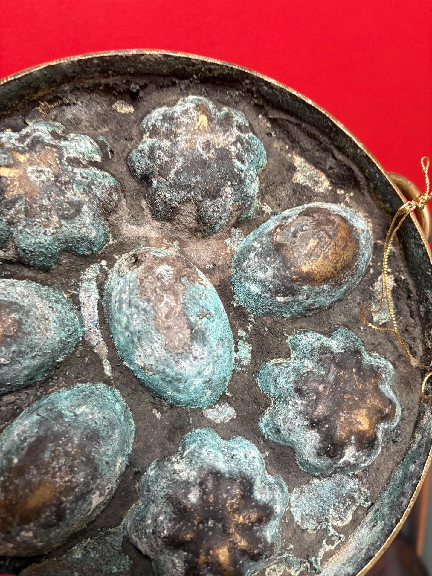 Amazing brass antique chocolate mould  11 x 9 by 2 inches high  wonderful patina  great kitchen decor  gift idea  wow