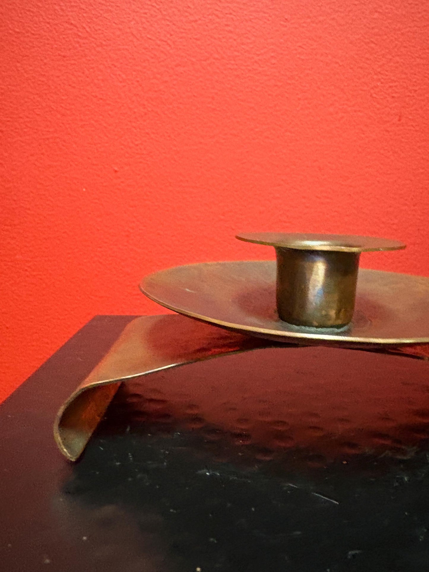 Arts and crafts antique copper candlestick  Roycroft style - 5 x 2 1/2 high  - great patina and perfect condition