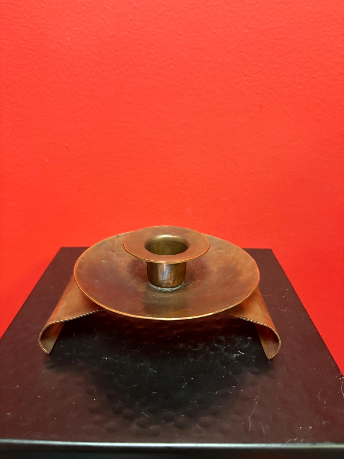 Arts and crafts antique copper candlestick  Roycroft style - 5 x 2 1/2 high  - great patina and perfect condition