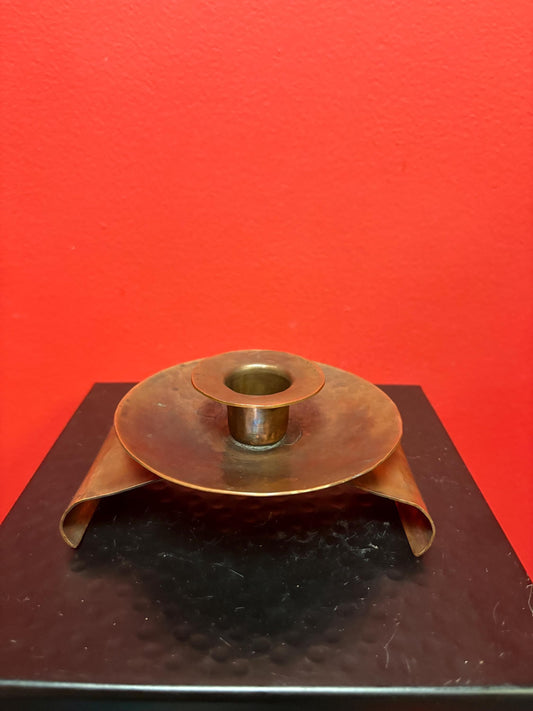 Arts and crafts antique copper candlestick  Roycroft style - 5 x 2 1/2 high  - great patina and perfect condition