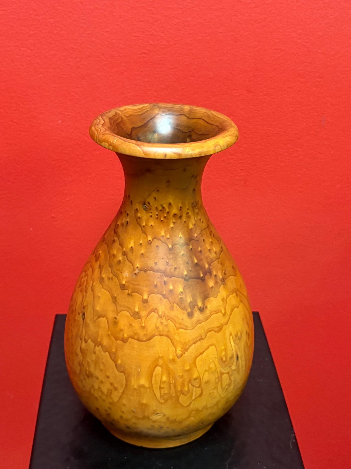 Beautiful live edge maple wooden vase  incredible grain  perfect gift  9 inches tall - wow