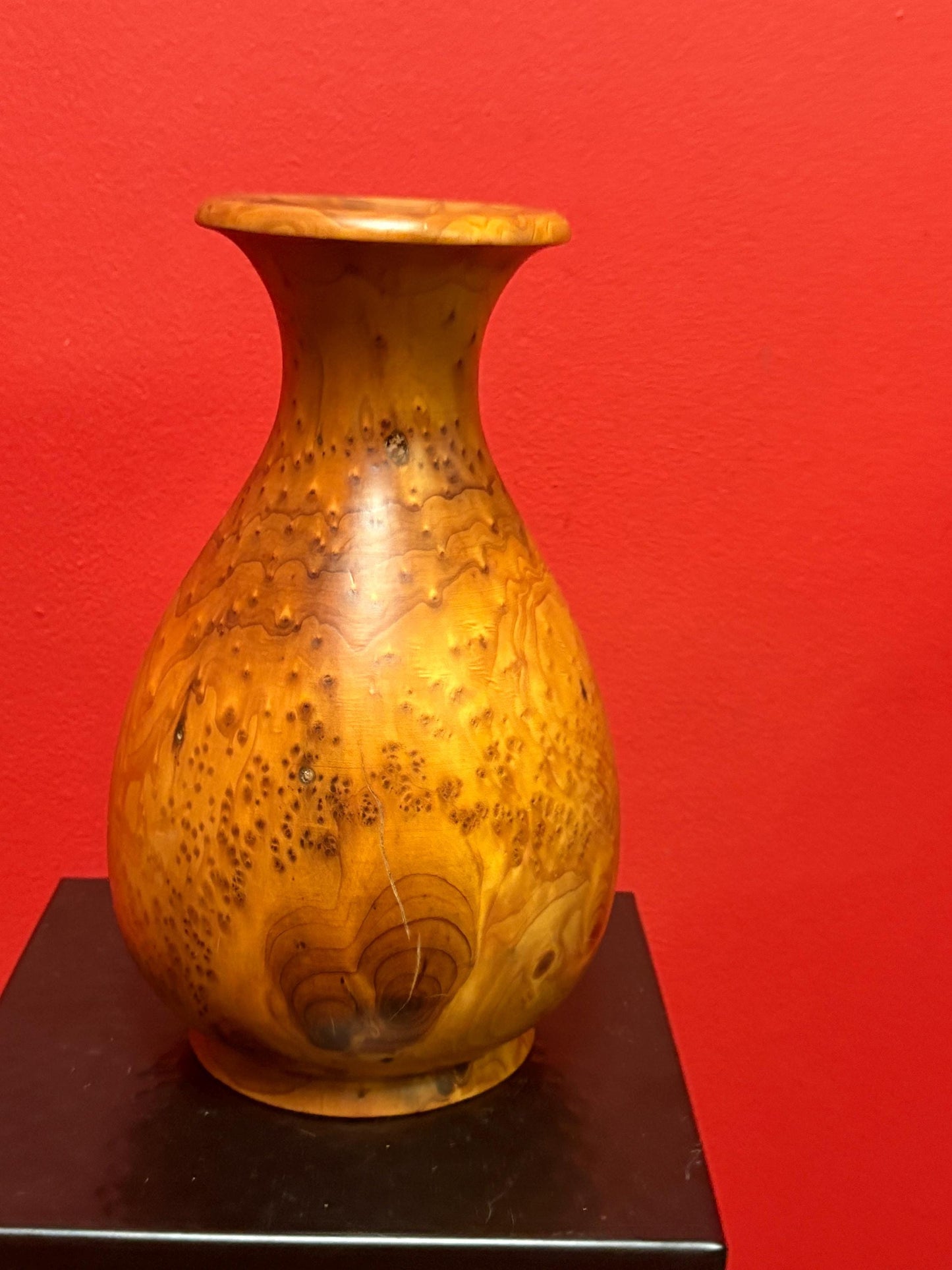 Beautiful live edge maple wooden vase  incredible grain  perfect gift  9 inches tall - wow