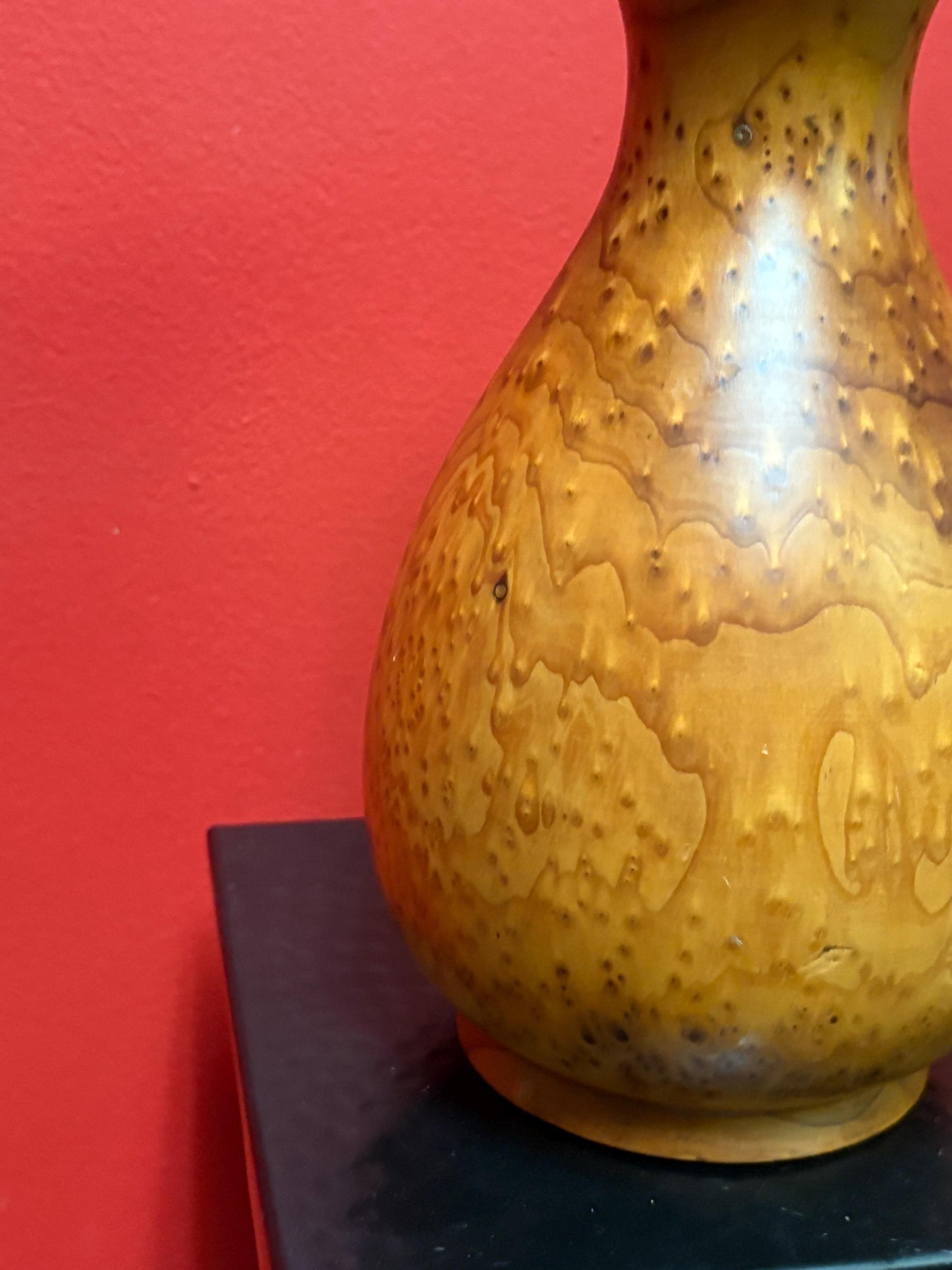 Beautiful live edge maple wooden vase  incredible grain  perfect gift  9 inches tall - wow