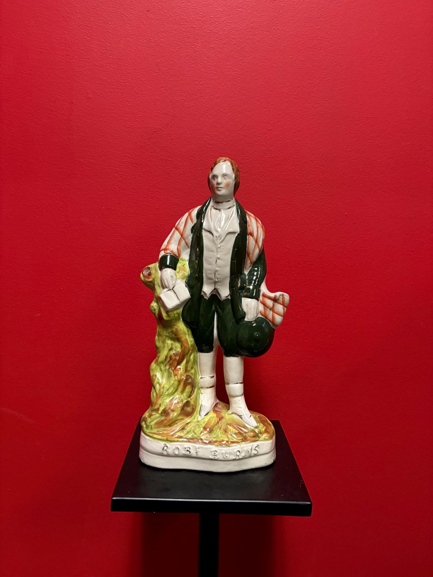 Staffordshire 13 inch tall statue of ROBBIE BURNS  great condition  1870s  beautiful imagery