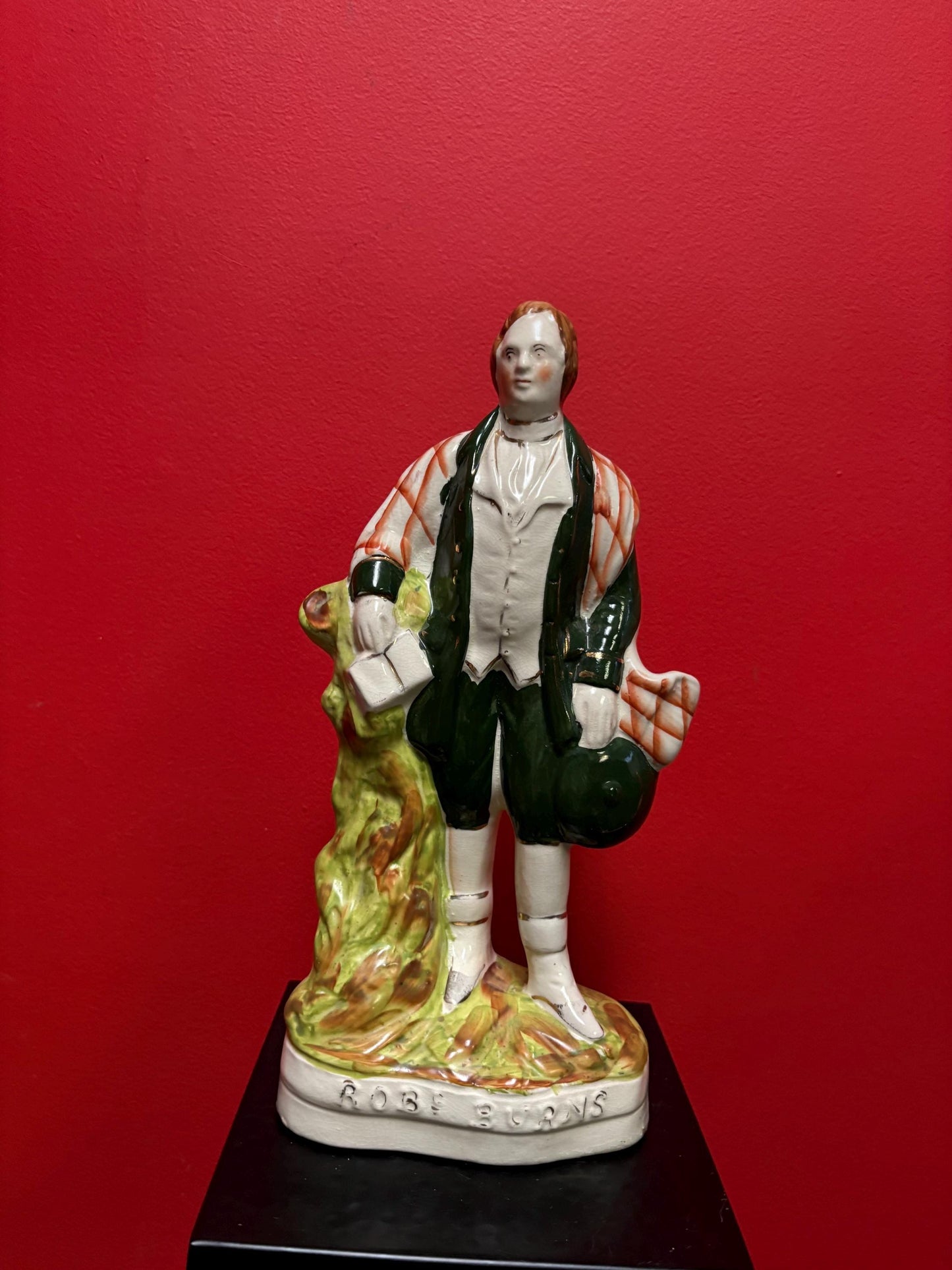 Staffordshire 13 inch tall statue of ROBBIE BURNS  great condition  1870s  beautiful imagery